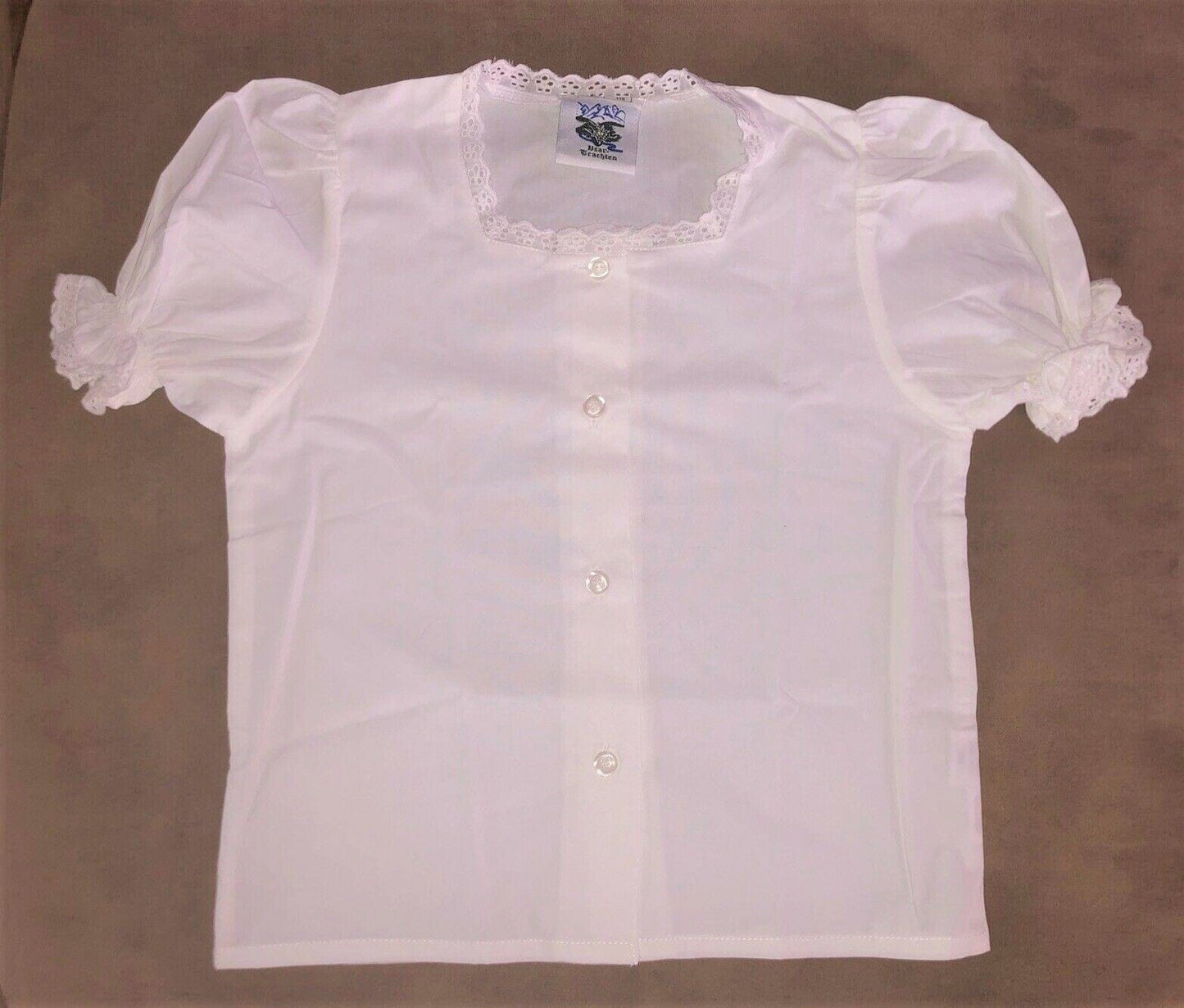 Kinder Bluse, Isar Trachten, weiß, lang, kurzarm Kinderbluse Isar Trachten