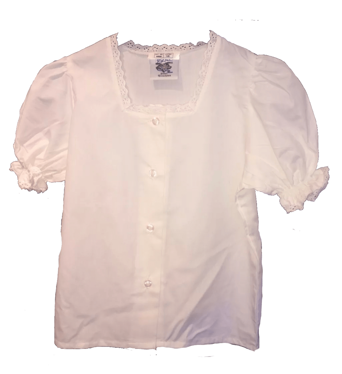 Kinder Bluse, Isar Trachten, weiß, lang, kurzarm Kinderbluse Isar Trachten
