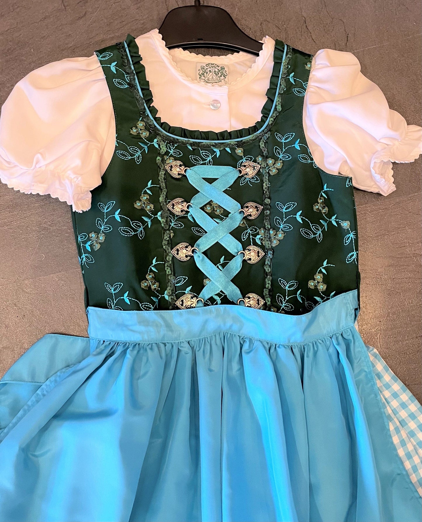 Kinderdirndl Madl, Hammerschmid, dunkelgrün, türkis Kinderdirndl Hammerschmid
