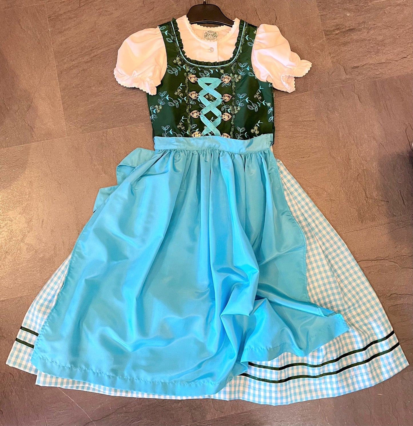 Kinderdirndl Madl, Hammerschmid, dunkelgrün, türkis Kinderdirndl Hammerschmid