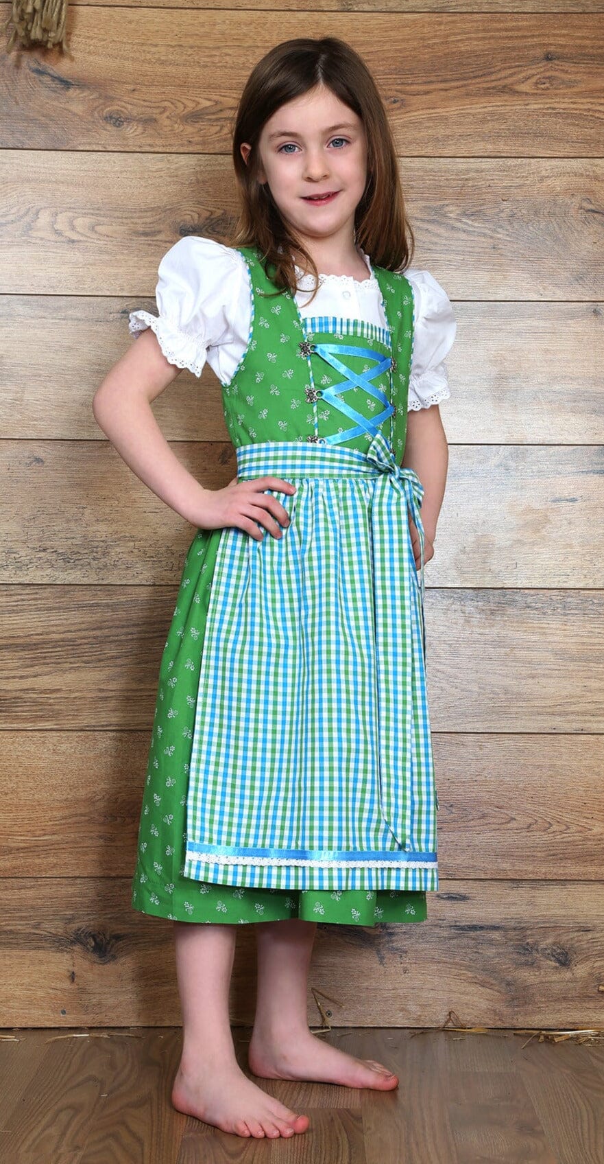 Kinderdirndl Madl, Isar Trachten grün kariert Kinderdirndl Isar Trachten
