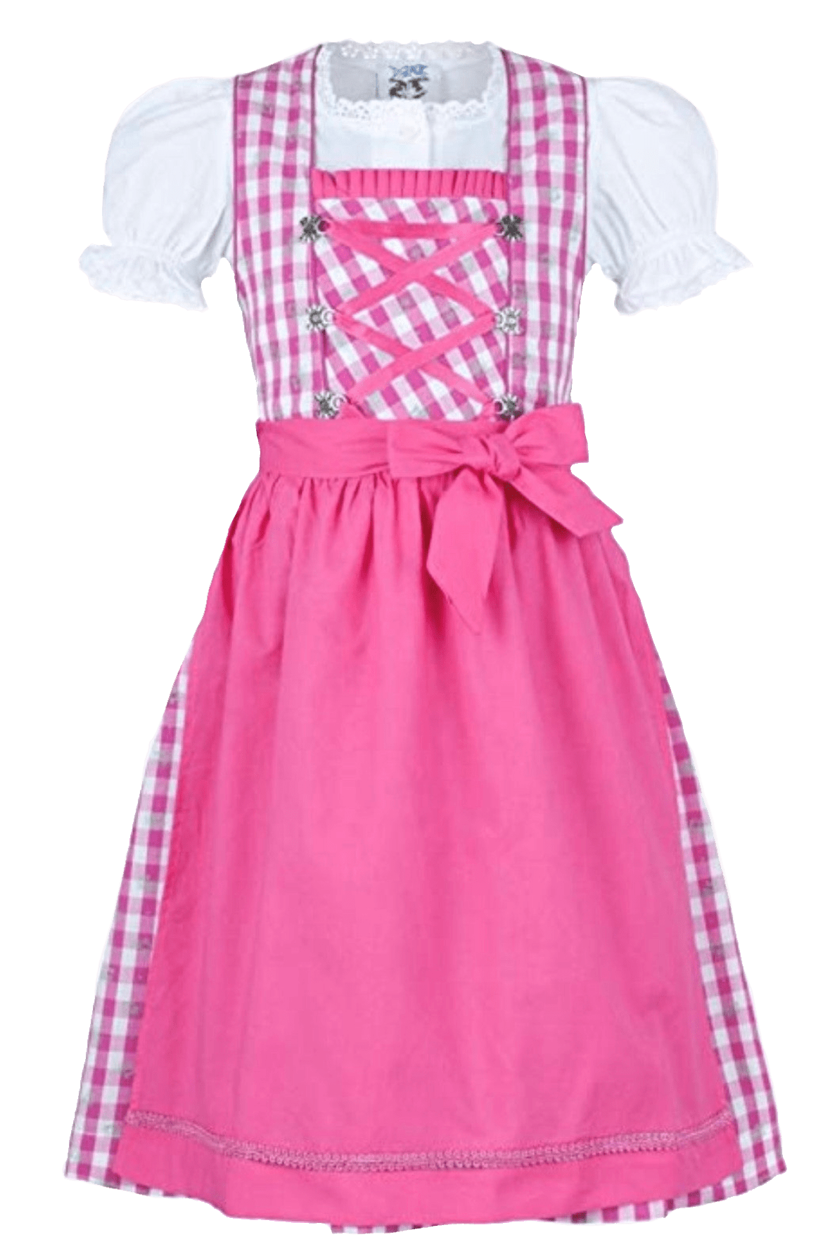Kinderdirndl Madl, Isar Trachten rosa pink kariert, lang Kinderdirndl Isar Trachten