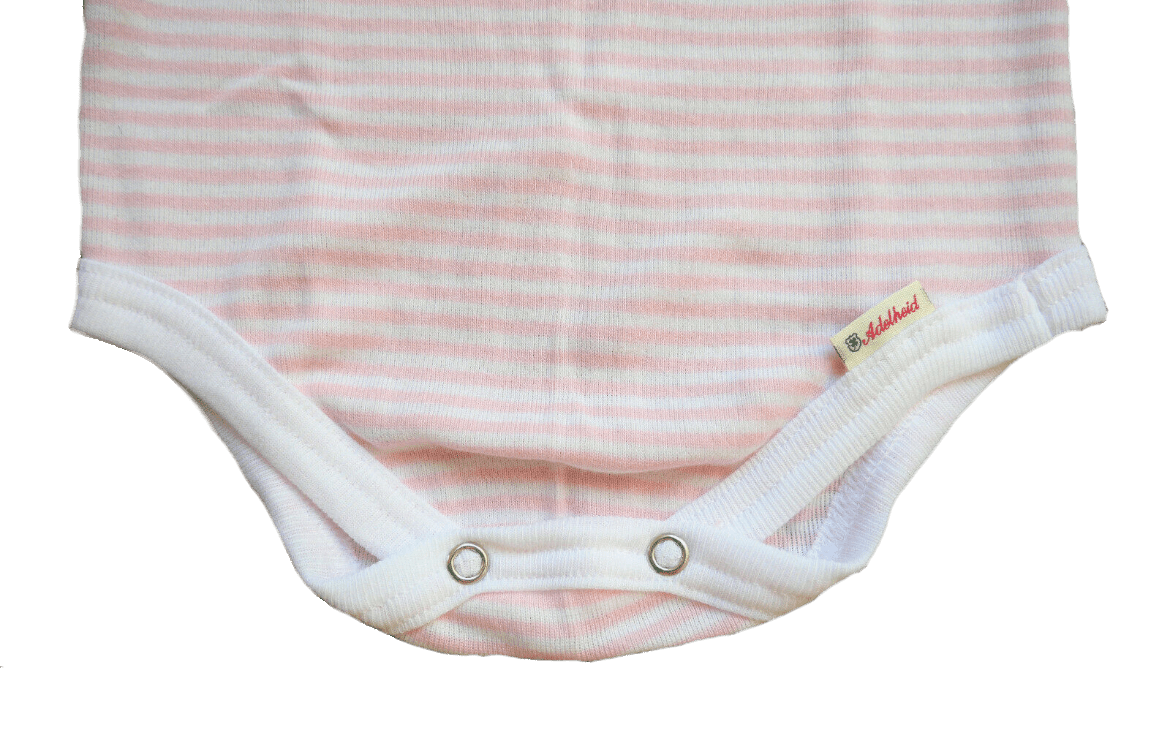 Madl Babybody, Adelheid, Glückspilz, gestreift, rosa weiß, Gr. 74/80 Babybody Adelheid