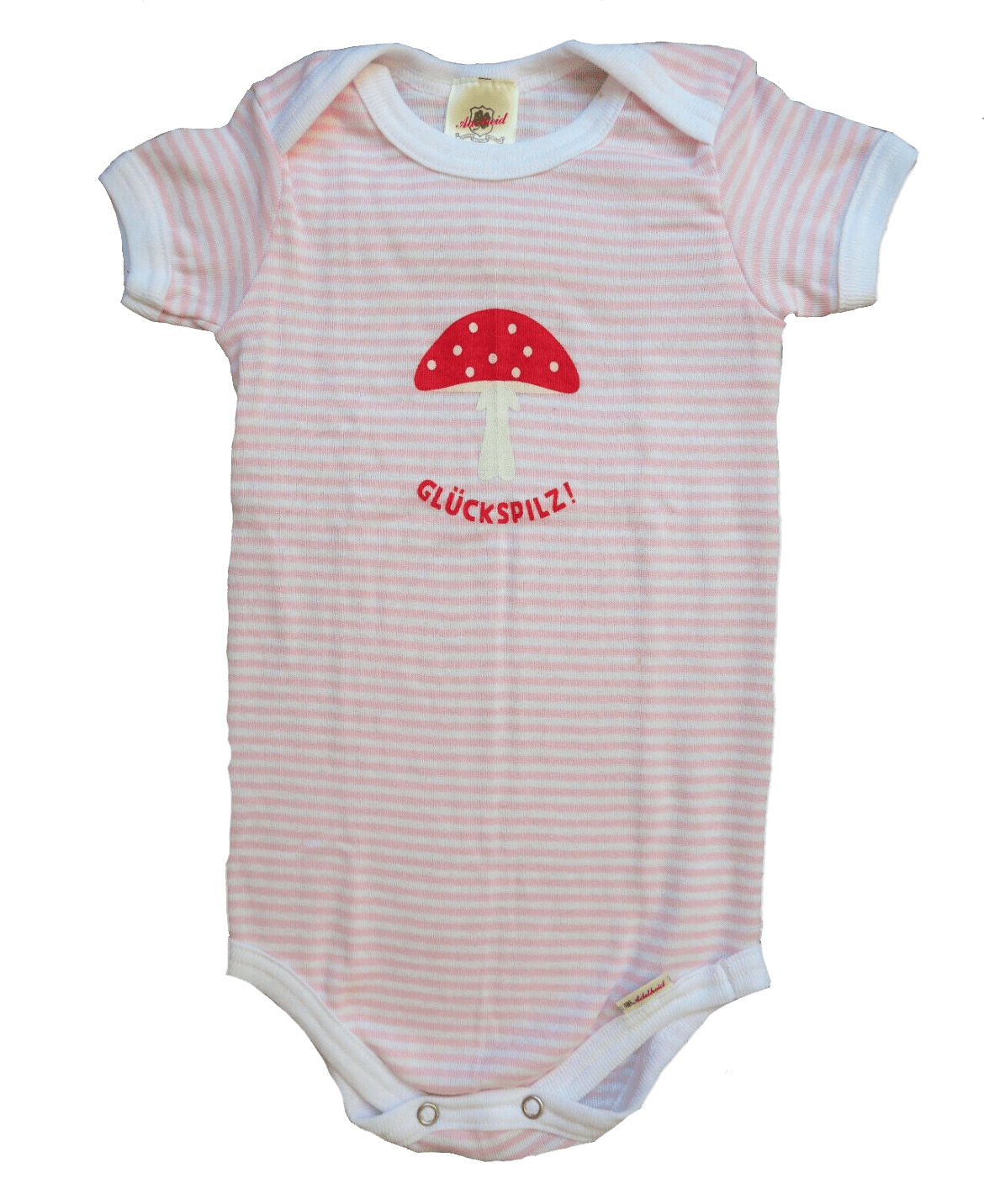 Madl Babybody, Adelheid, Glückspilz, gestreift, rosa weiß, Gr. 74/80 Babybody Adelheid