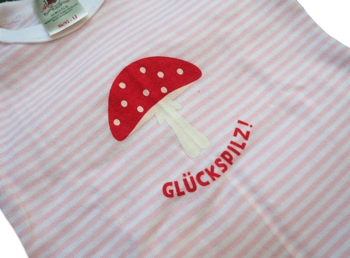 Madl Babybody, Adelheid, Glückspilz, gestreift, rosa weiß, Gr. 74/80 Babybody Adelheid