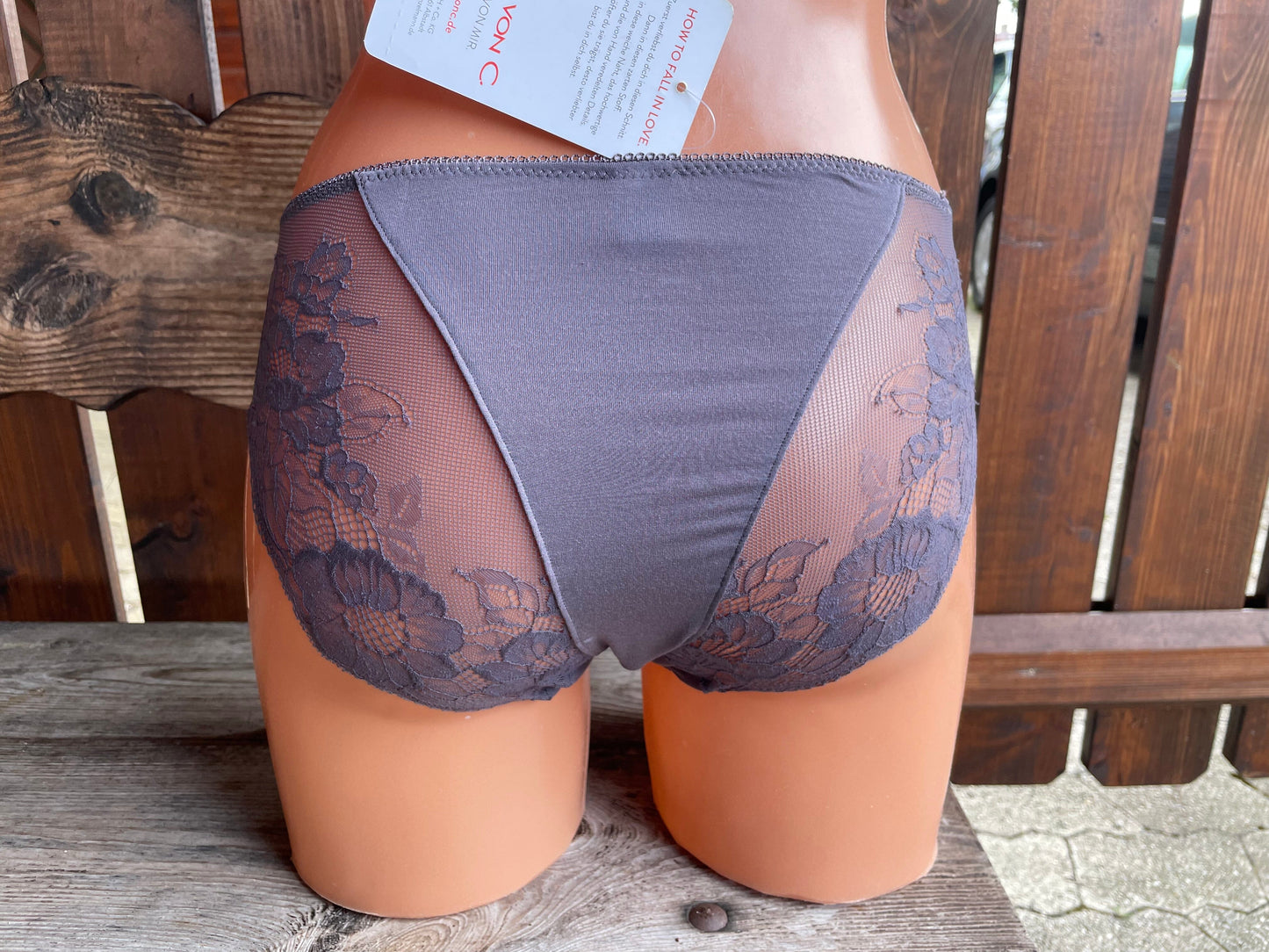 Minislip, Slip, Nina von C., quarz, graubraun, Spitze Slip Nina von C.