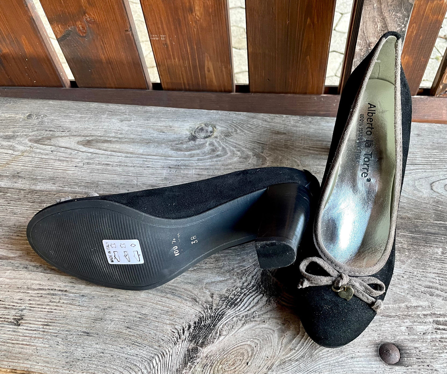 Pumps, Alberto la Torre, Schuhe, Velourleder, schwarz grau Schuhe Alberto la torre