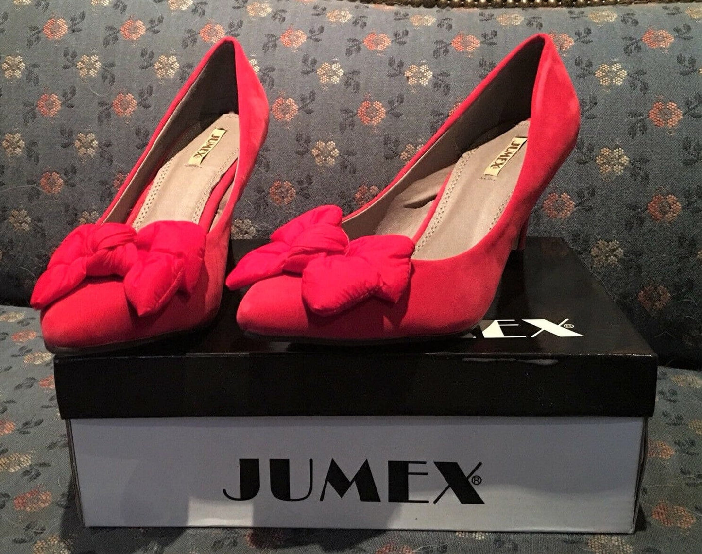 Pumps, Jumex Schuhe, Kitten Heels, Velour, rot Schuhe Jumex