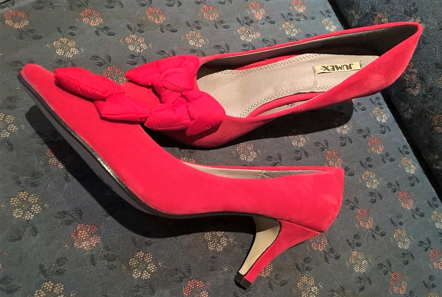 Pumps, Jumex Schuhe, Kitten Heels, Velour, rot Schuhe Jumex
