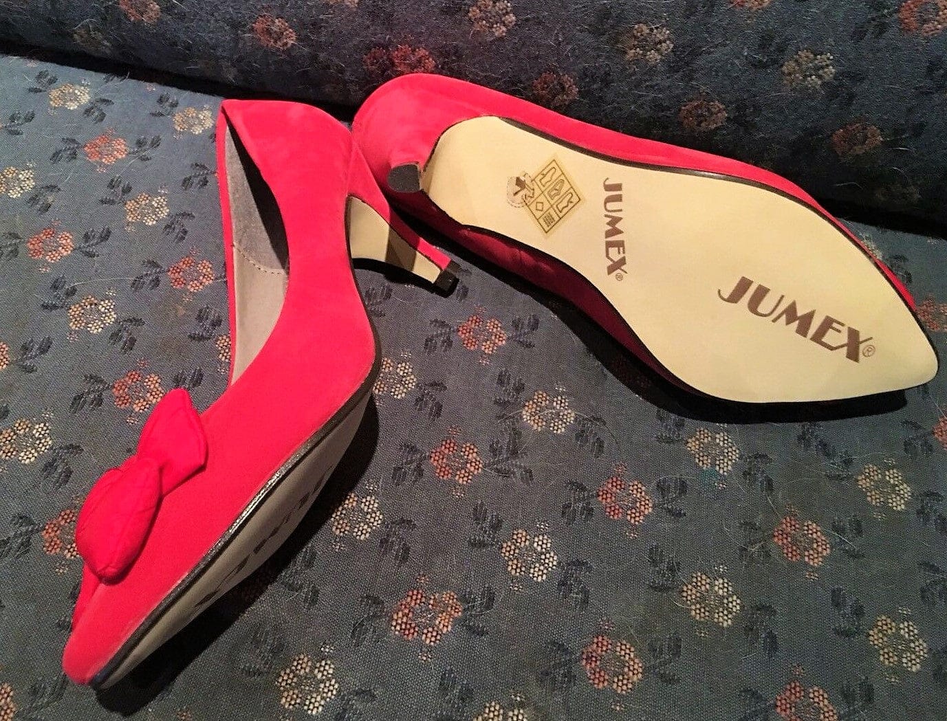 Pumps, Jumex Schuhe, Kitten Heels, Velour, rot Schuhe Jumex