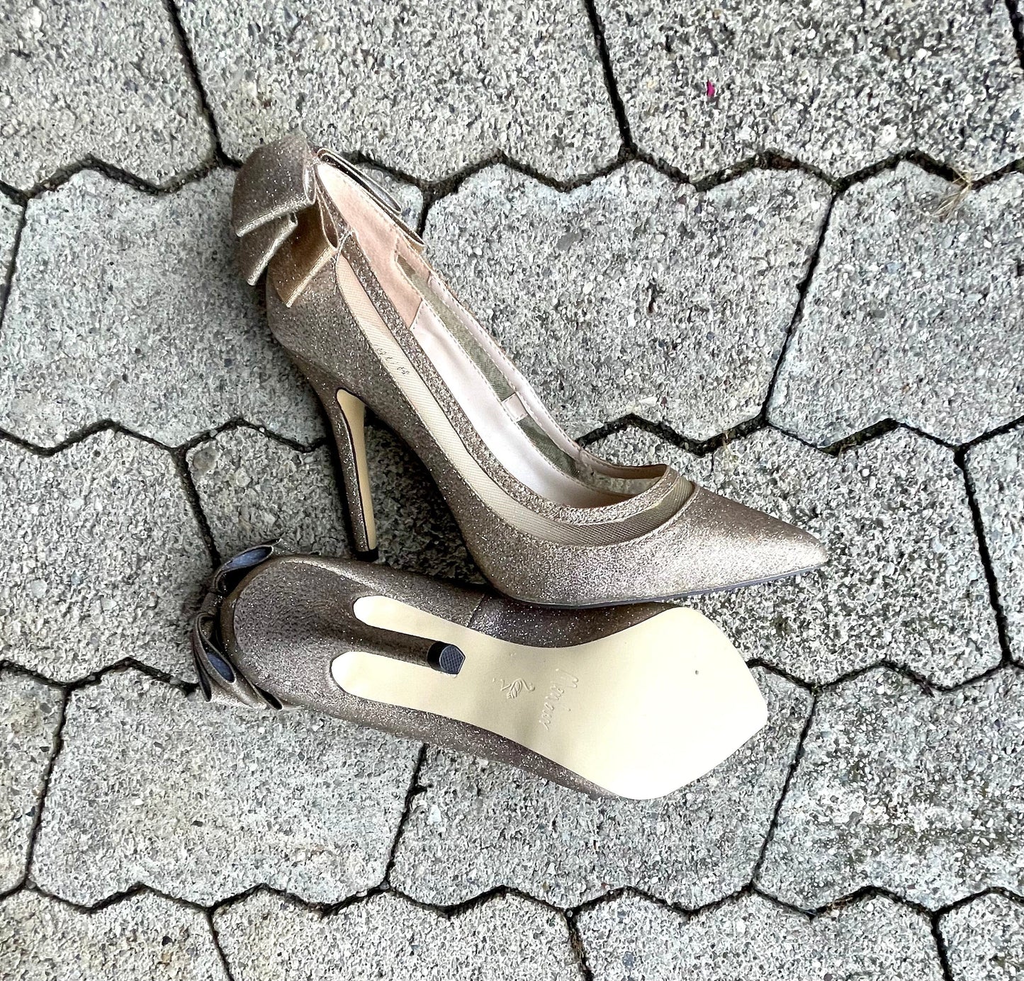 Pumps, the essence Menbur Schuhe, gold, Glitzer Schuhe Menbur
