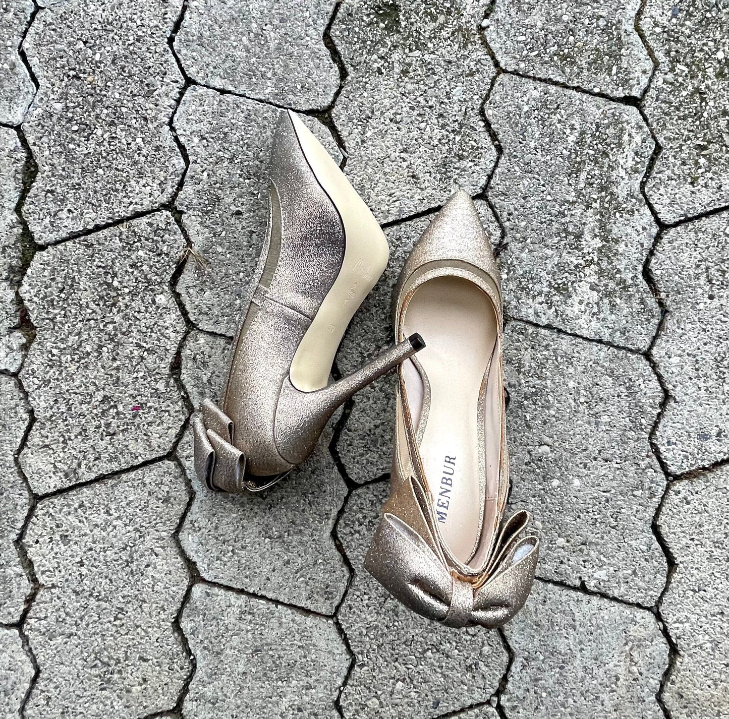 Pumps, the essence Menbur Schuhe, gold, Glitzer Schuhe Menbur