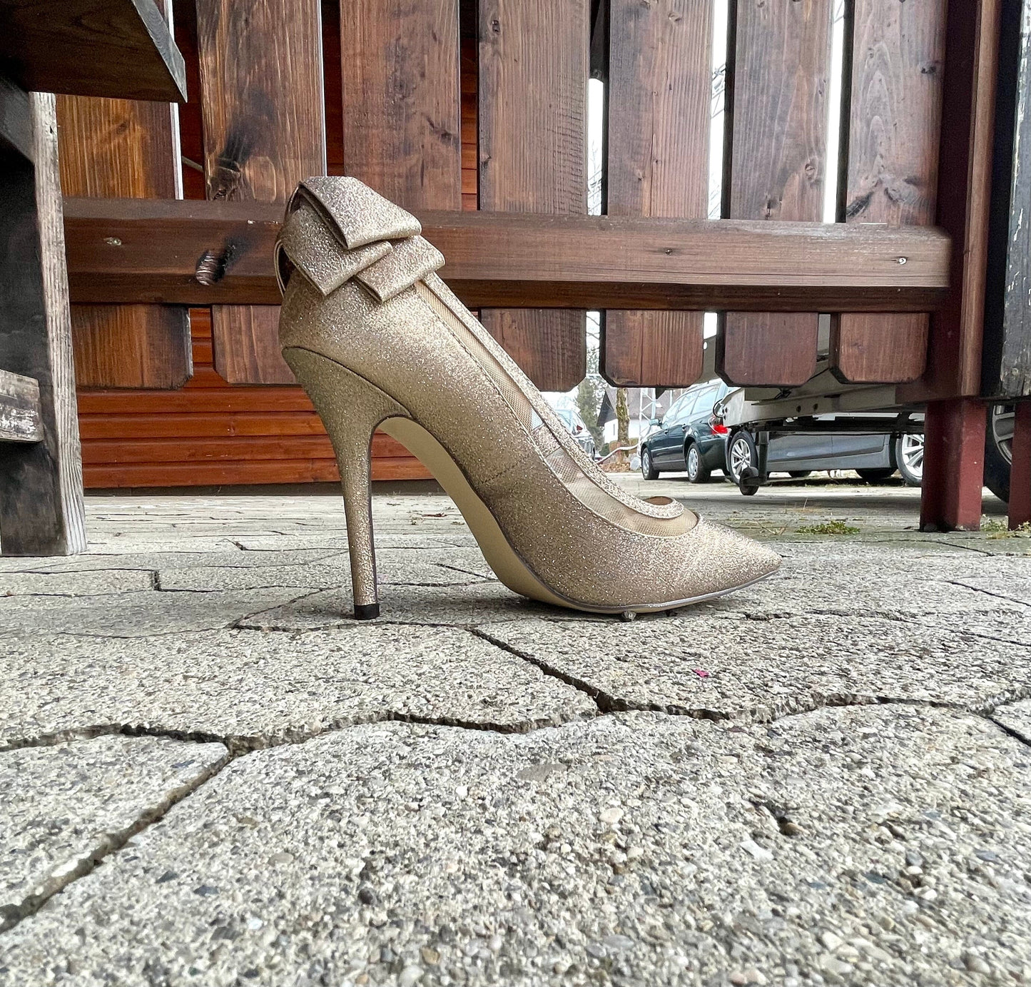 Pumps, the essence Menbur Schuhe, gold, Glitzer Schuhe Menbur