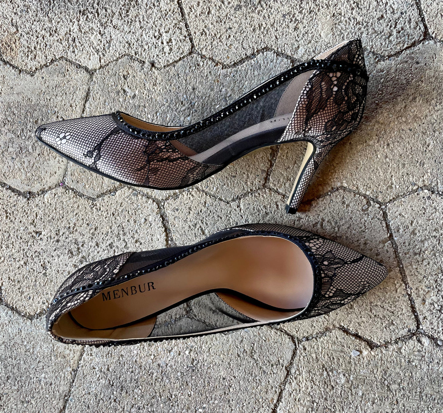 Pumps, The Essence Menbur Schuhe, gold, schwarz Spitze Schuhe Menbur