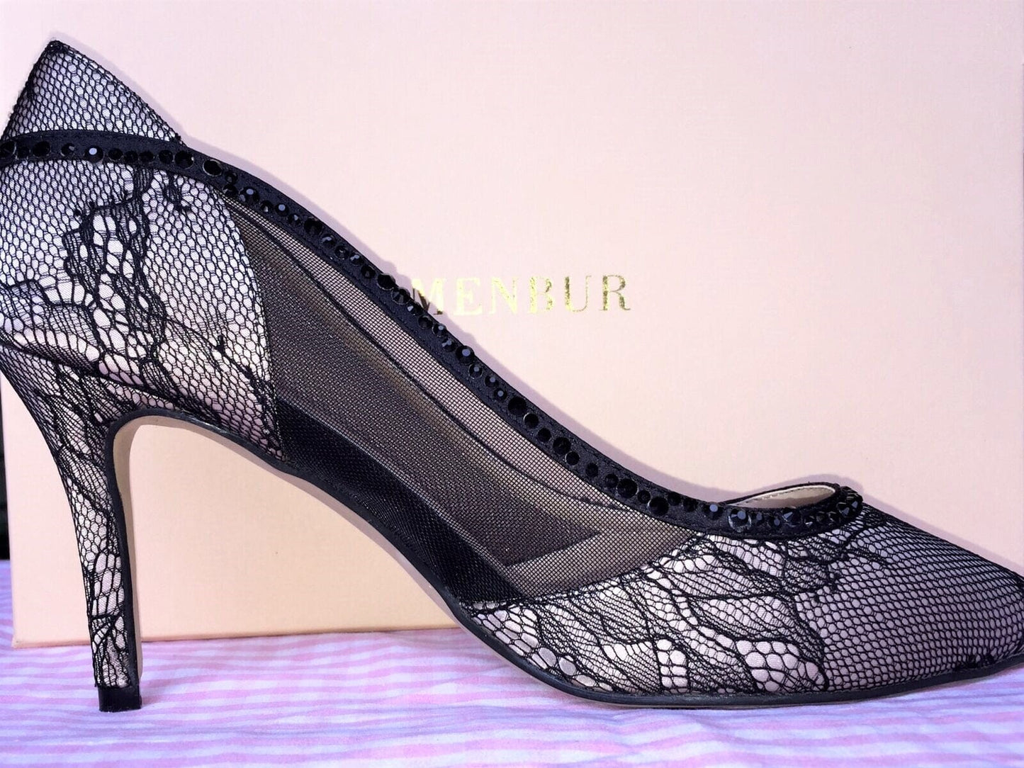 Pumps, The Essence Menbur Schuhe, gold, schwarz Spitze Schuhe Menbur