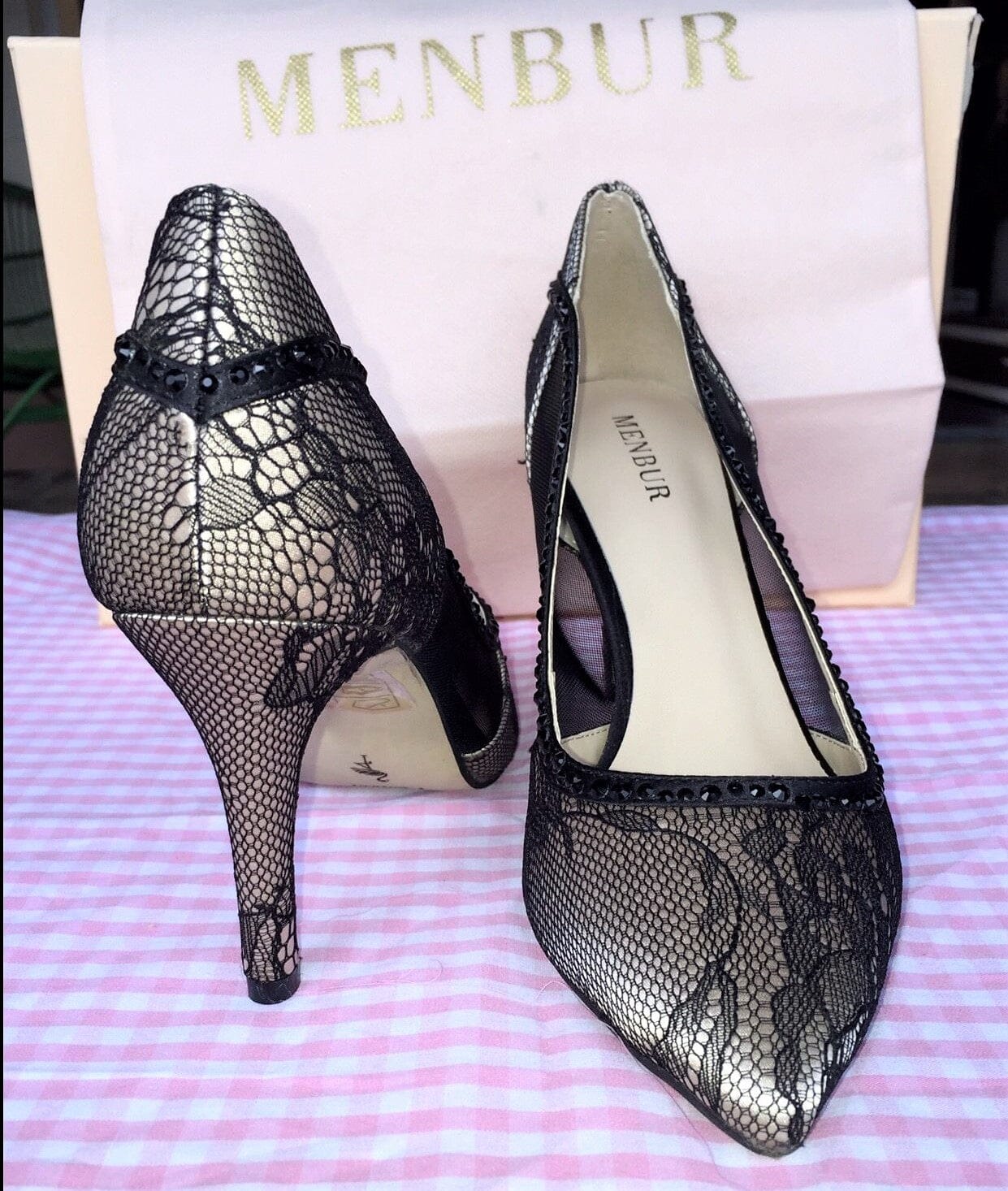 Pumps, The Essence Menbur Schuhe, gold, schwarz Spitze Schuhe Menbur