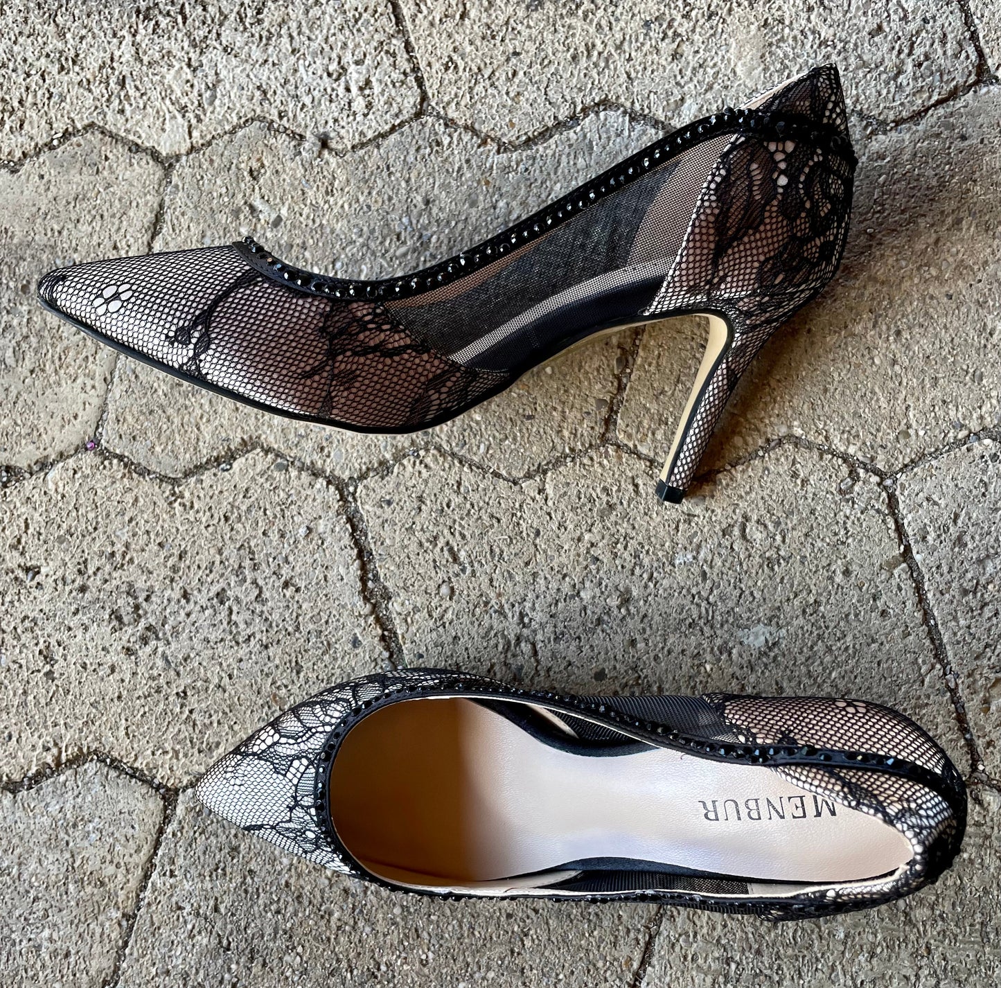 Pumps, The Essence Menbur Schuhe, gold, schwarz Spitze Schuhe Menbur