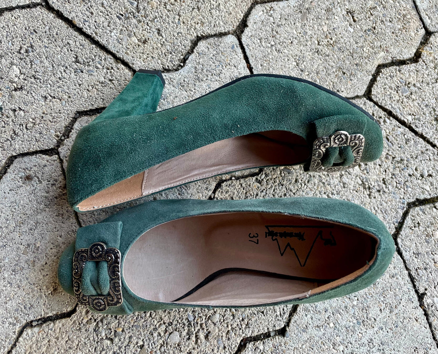 Pumps, Trachtenschuhe, Hirschkogel dunkelgrün, Spange Schuhe Hirschkogel