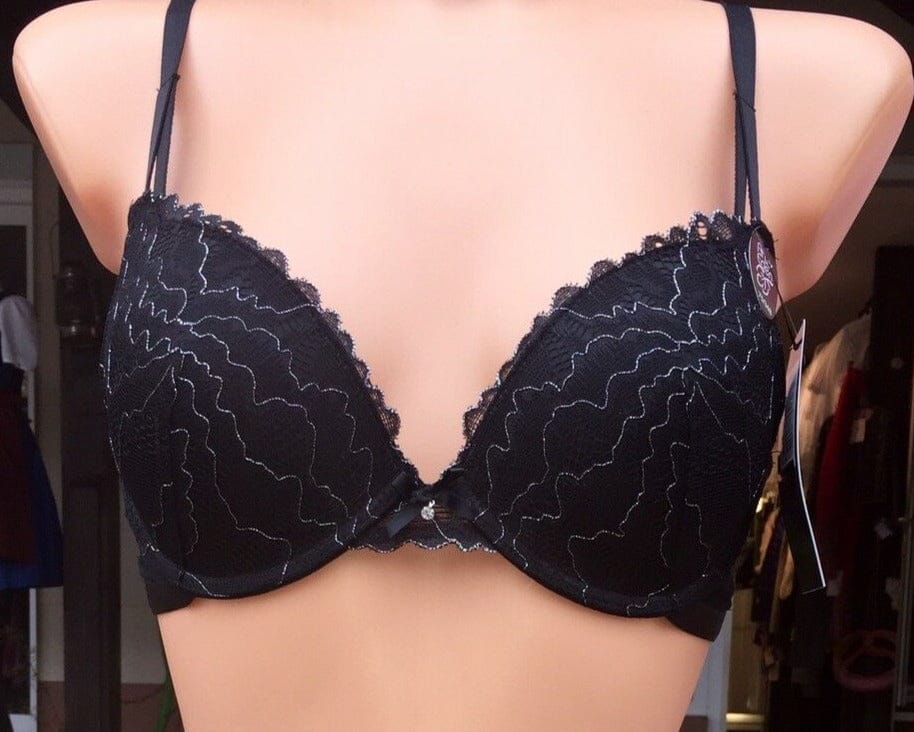 Schalen Push up BH, After Eden, schwarz, Lurex Glitzer BH After Eden