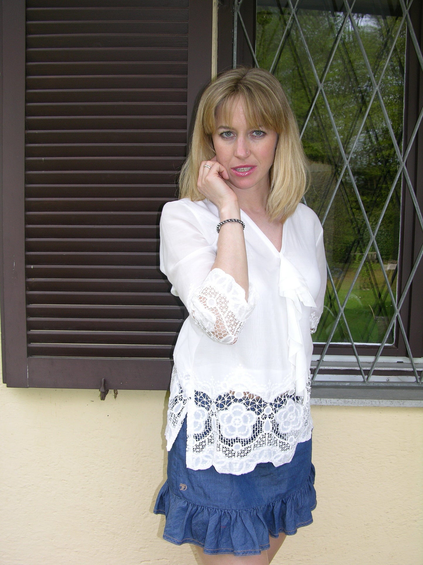Schluppenbluse, Bluse, von&zu Basset, ecru, langarm Shirt von&zu Basset