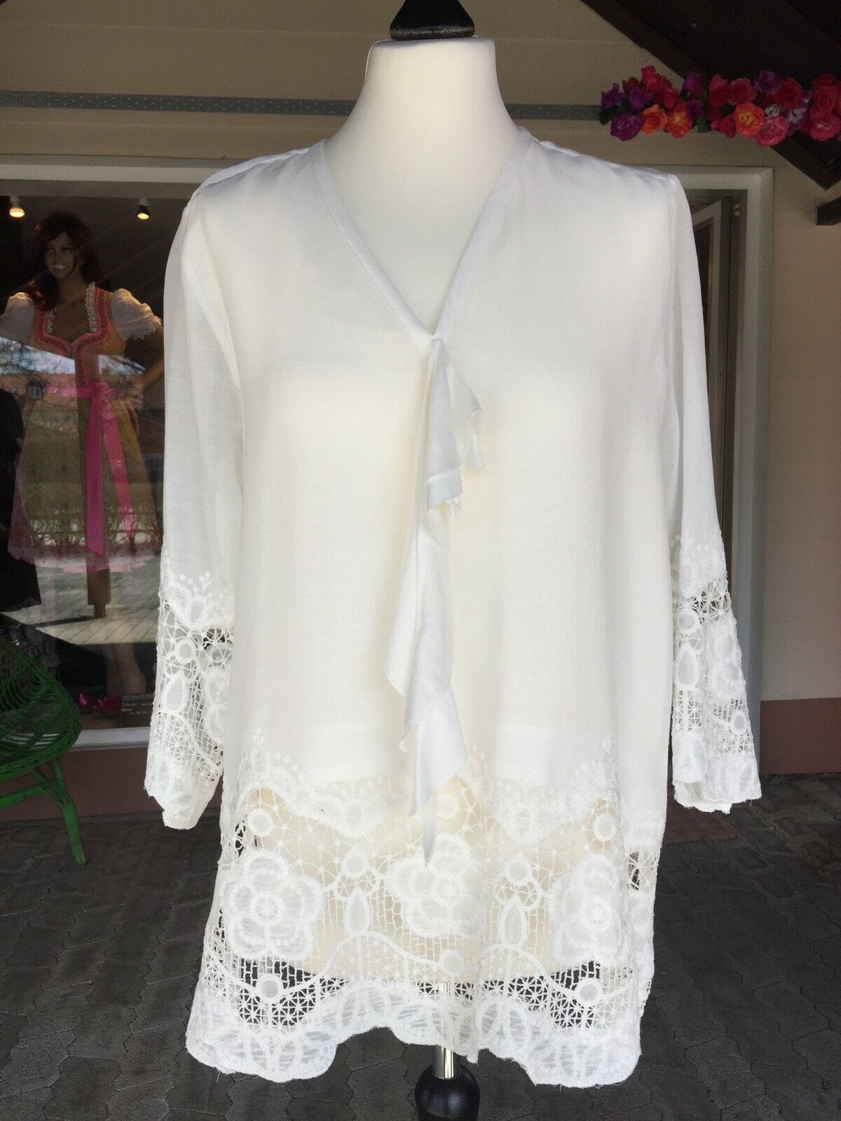 Schluppenbluse, Bluse, von&zu Basset, ecru, langarm Shirt von&zu Basset