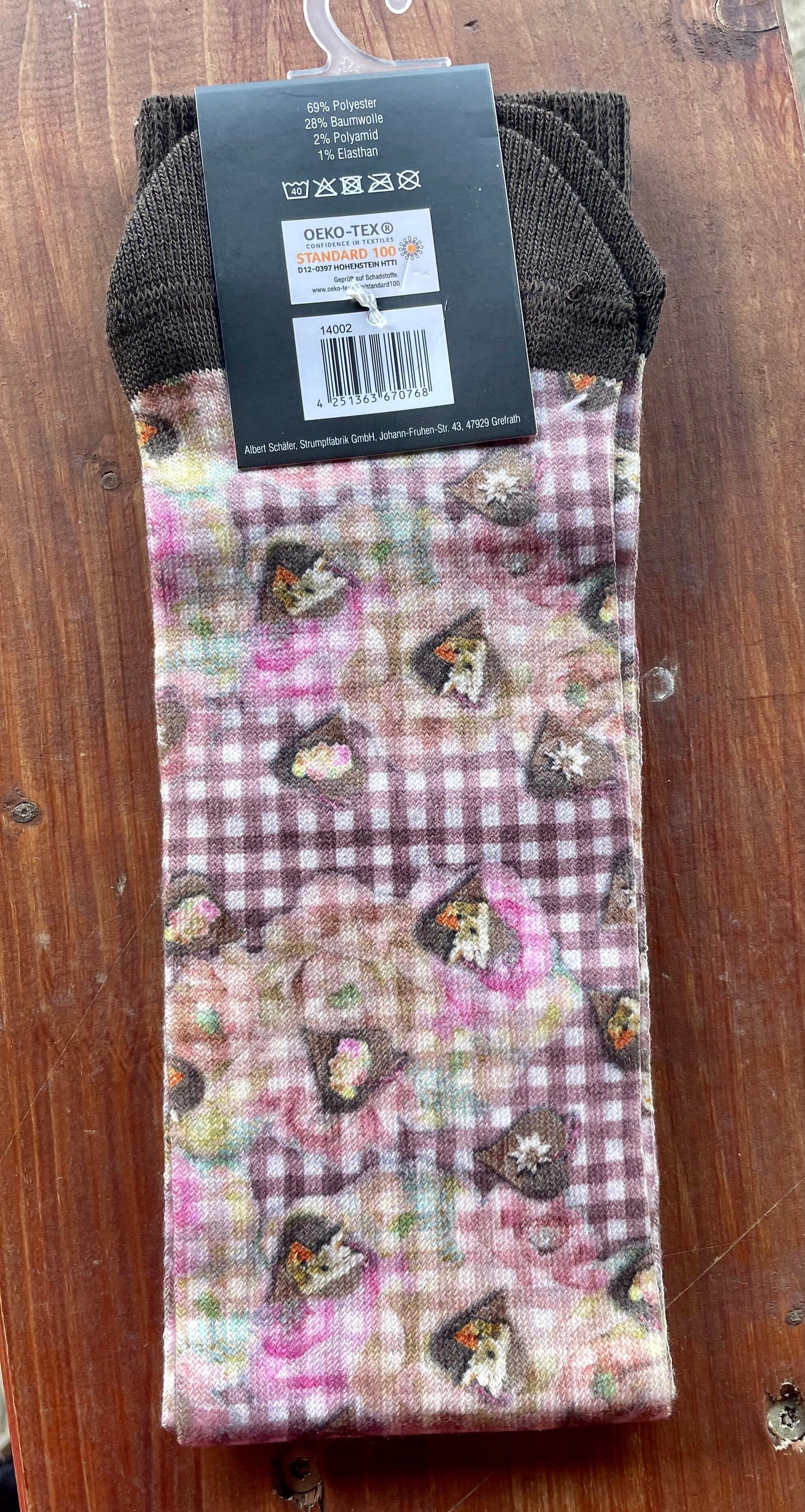 Socken, Trachtensocken Hangowear, Hermine, braun rosa Socken HangOwear