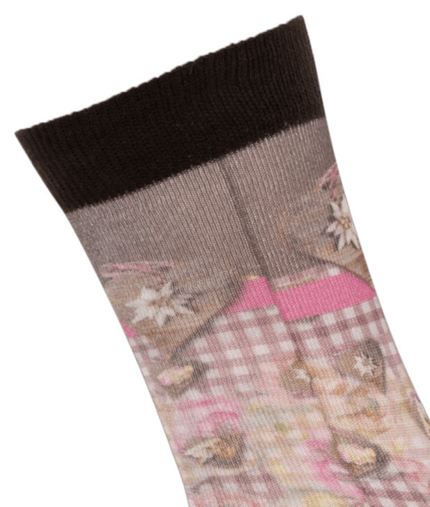 Socken, Trachtensocken Hangowear, Hermine, braun rosa Socken HangOwear