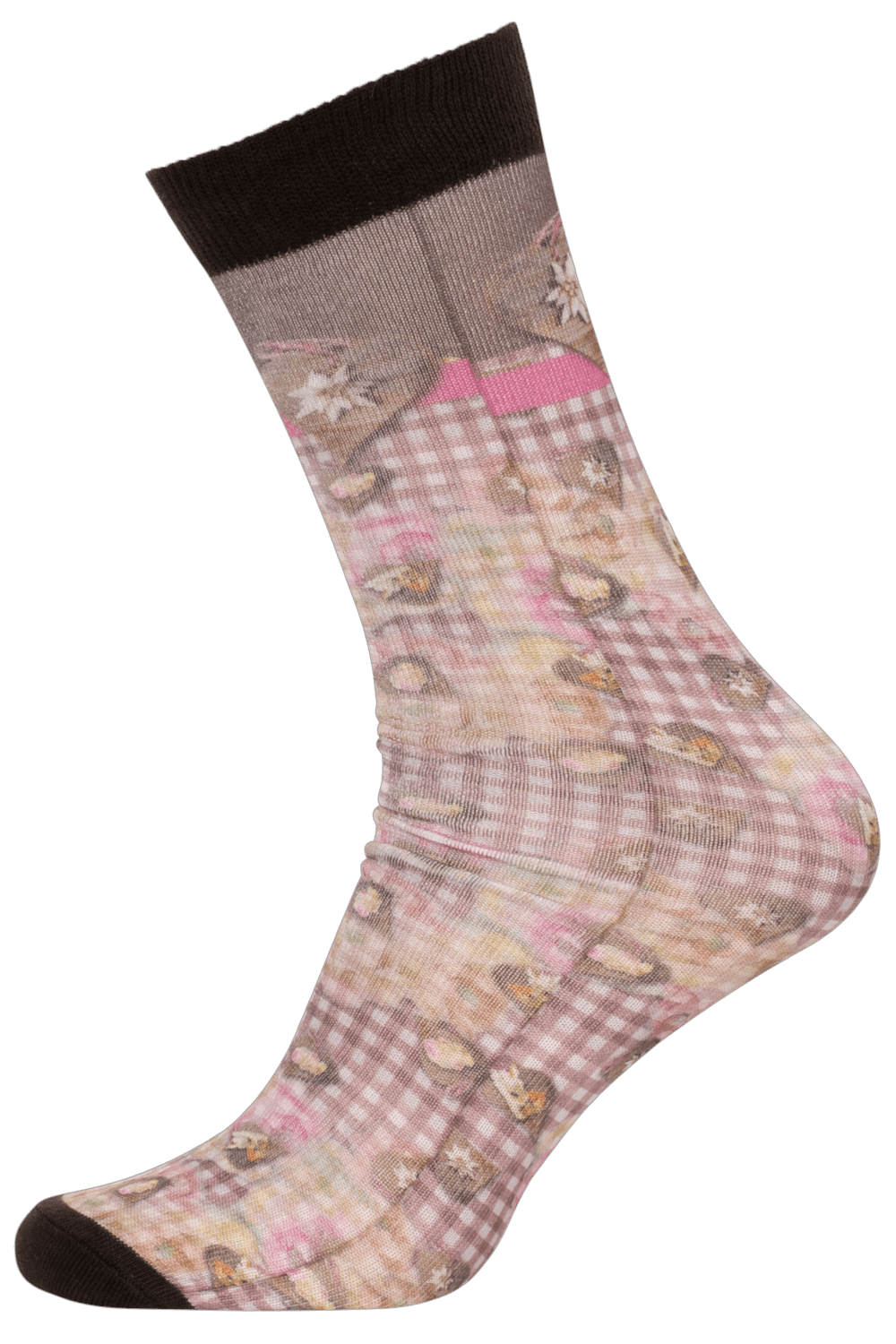 Socken, Trachtensocken Hangowear, Hermine, braun rosa Socken HangOwear