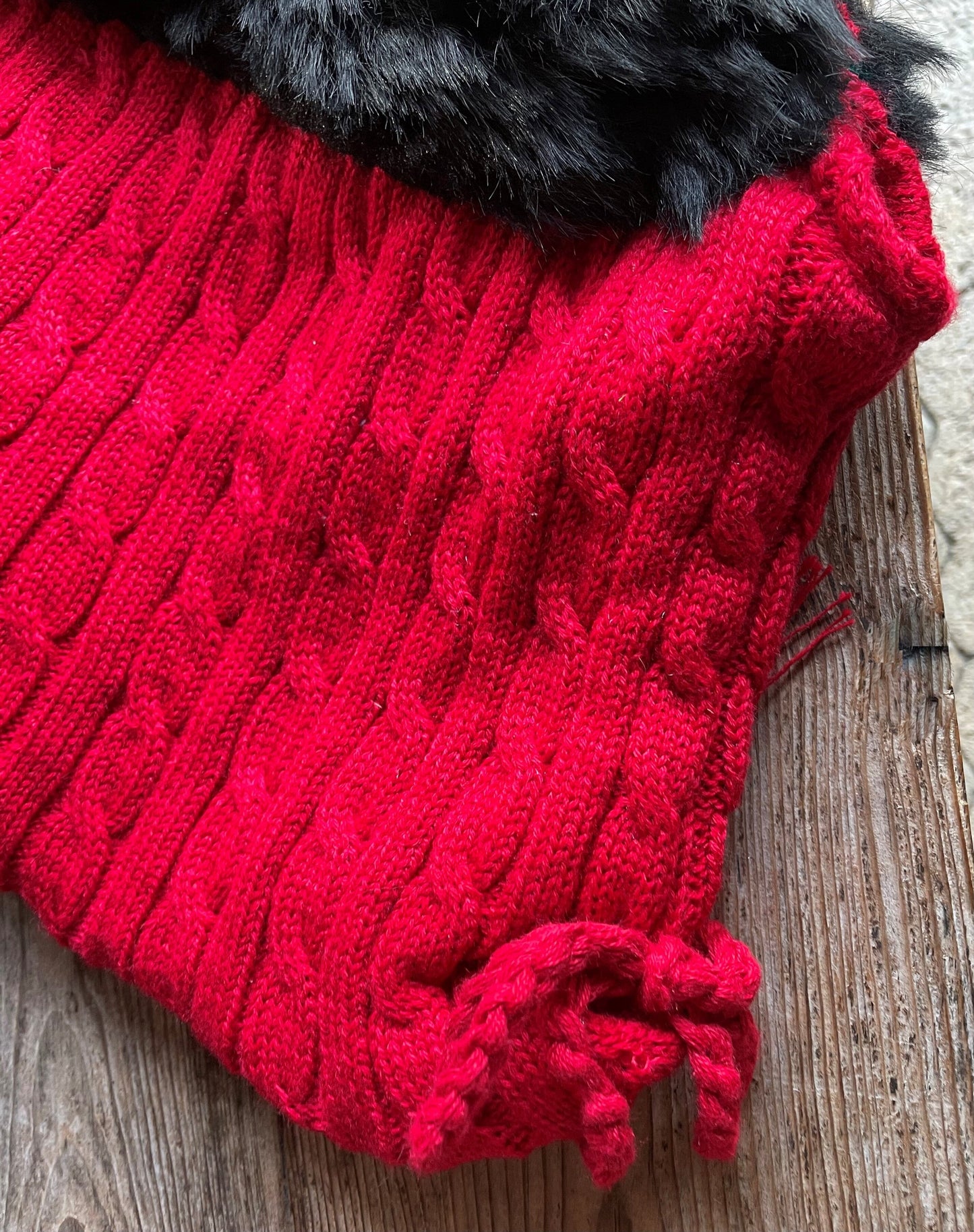 Tasche, Landhaus gestrickt, rot/Schwarz, Handtasche Accessoires Hausmarke