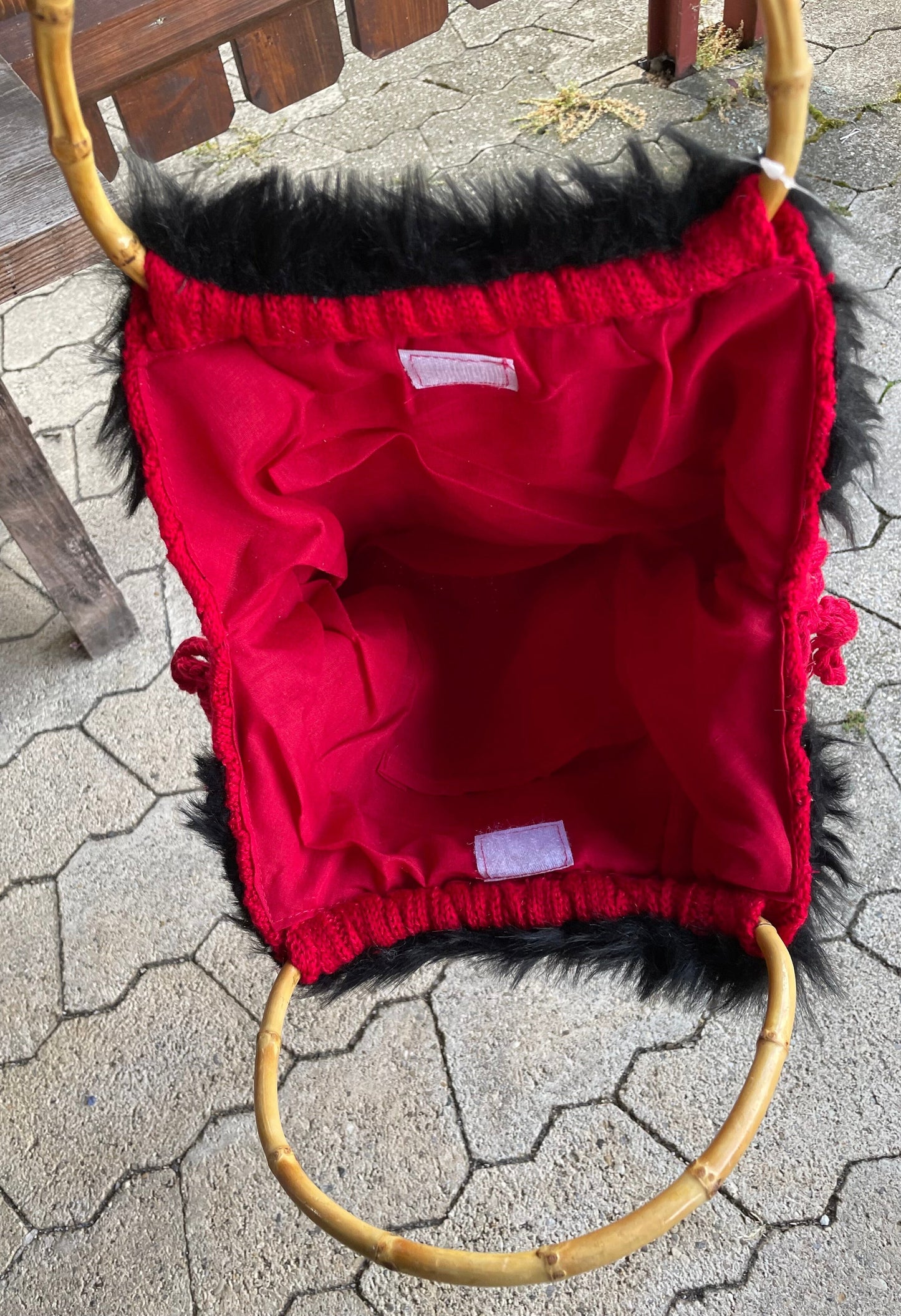 Tasche, Landhaus gestrickt, rot/Schwarz, Handtasche Accessoires Hausmarke