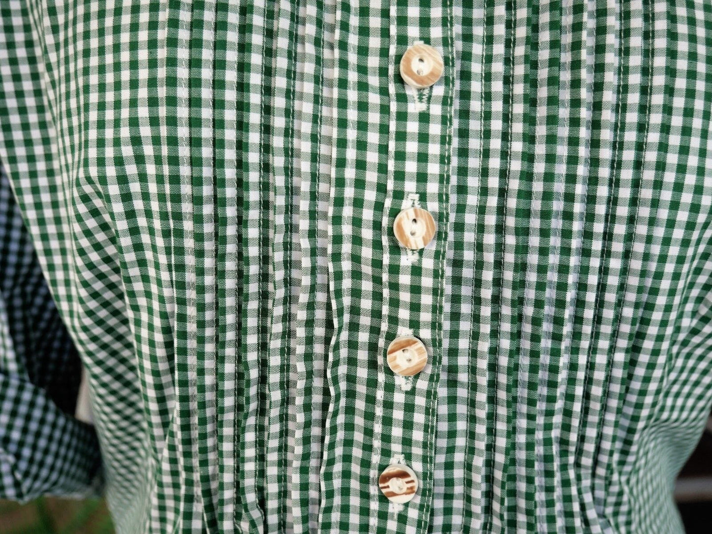 Trachten Bluse, Trachtenbluse, Almsach, grün kariert, langarm Bluse Almsach