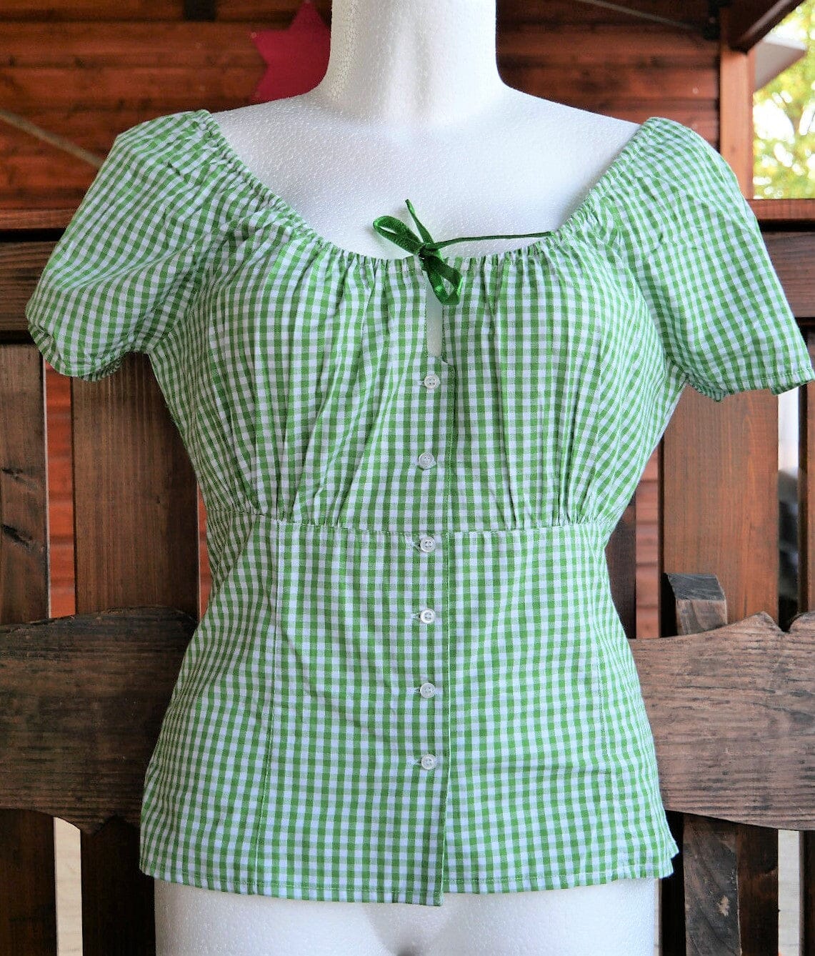 Trachten Bluse, Trachtenbluse, Hammerschmid, hellgrün kariert, Gr. L Bluse Hammerschmid