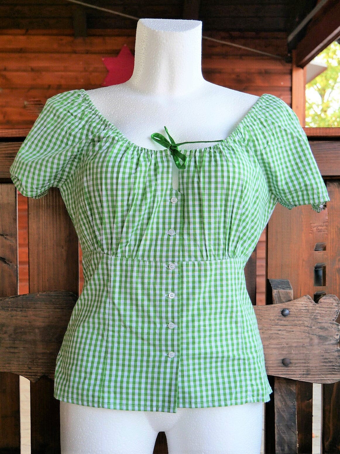 Trachten Bluse, Trachtenbluse, Hammerschmid, hellgrün kariert, Gr. L Bluse Hammerschmid