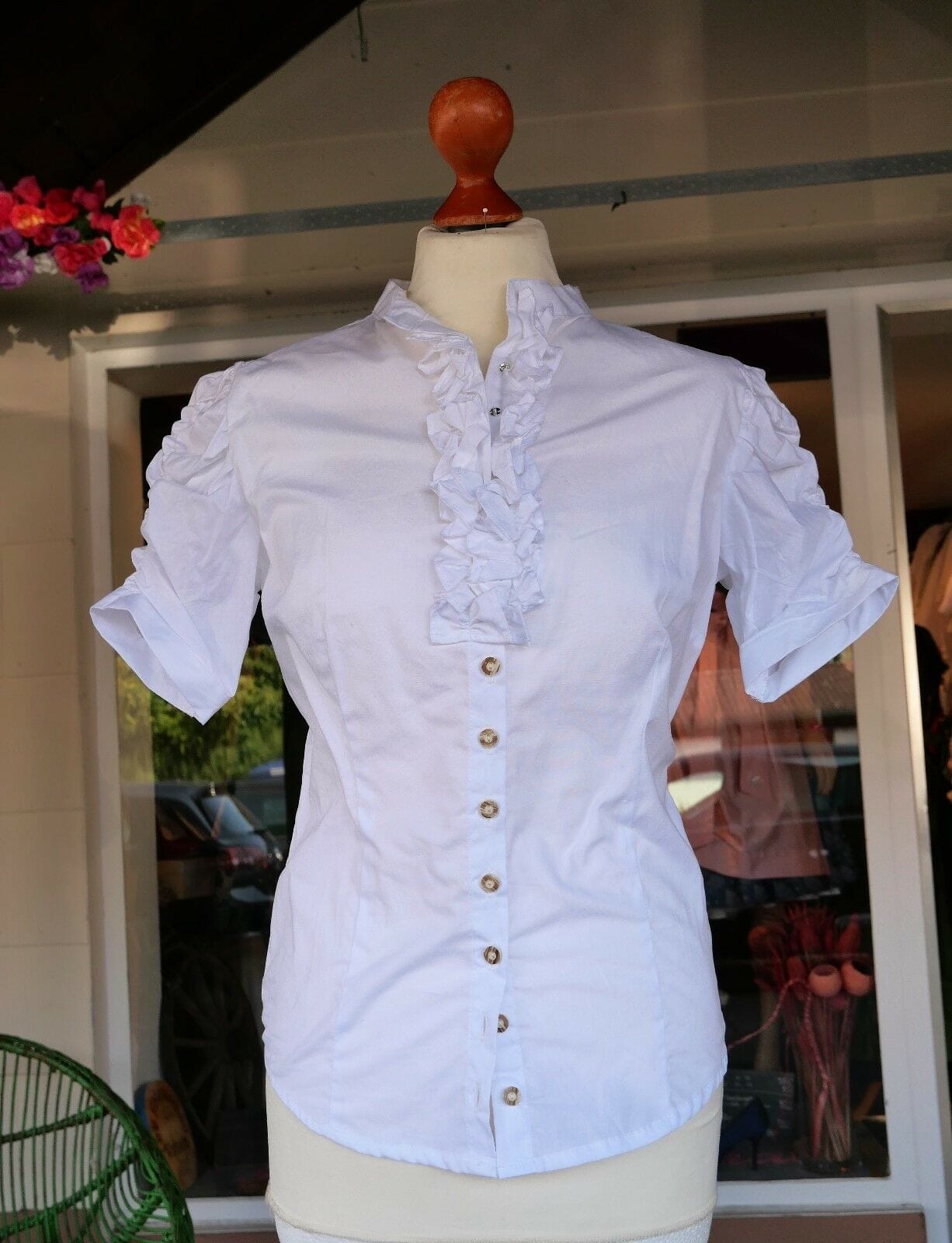 Trachten Bluse, Trachtenbluse, Jasmin, Almsach, weiß Bluse Almsach