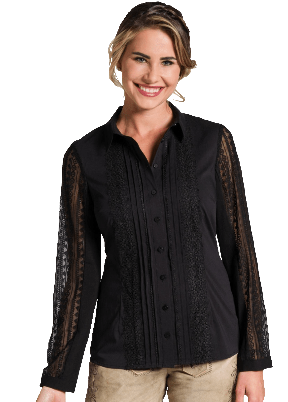 Trachten Bluse, Trachtenbluse, Spieth & Wensky, Nacht, schwarz Bluse Spieth & Wensky