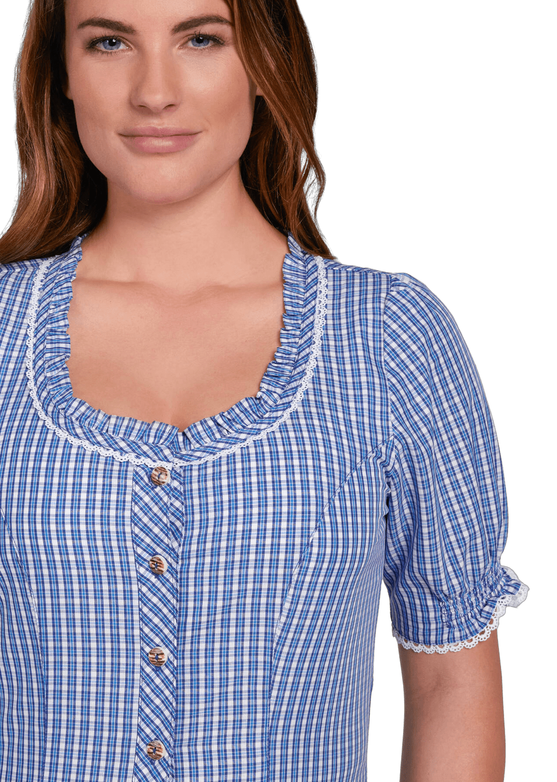 Trachten Bluse, Trachtenbluse, Spieth & Wensky, Neumühl, Blau kariert Bluse Spieth & Wensky