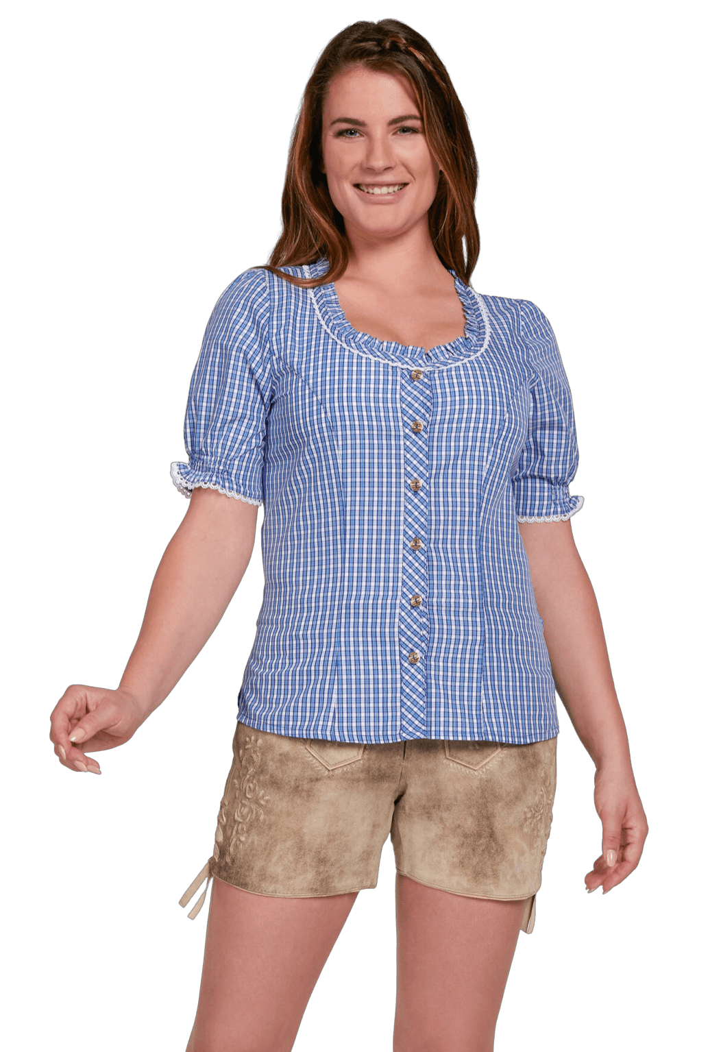 Trachten Bluse, Trachtenbluse, Spieth & Wensky, Neumühl, Blau kariert Bluse Spieth & Wensky