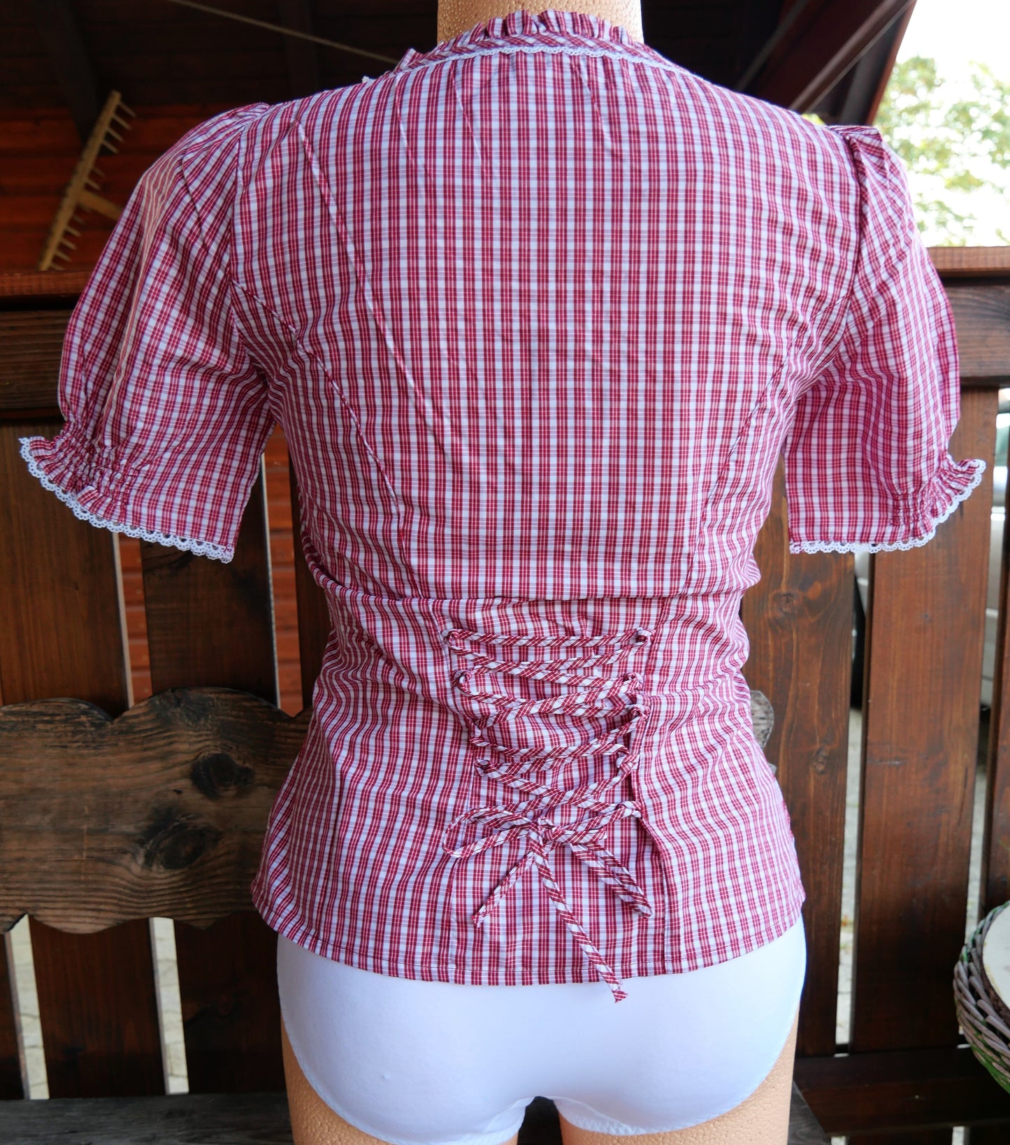 Trachten Bluse, Trachtenbluse, Spieth & Wensky, Neumühl, Rot kariert Bluse Spieth & Wensky
