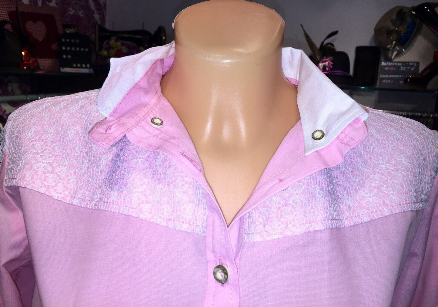 Trachten Bluse, Trachtenbluse Wiesnkönig, rosa, langarm Bluse Wiesnkönig
