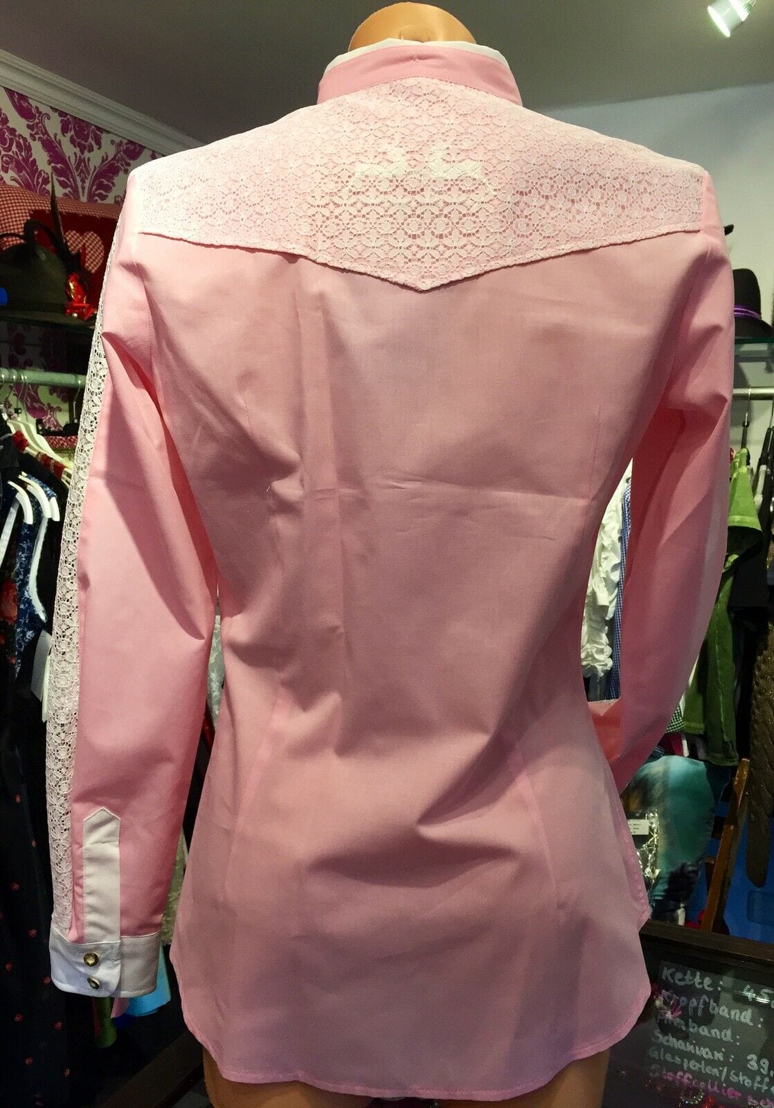 Trachten Bluse, Trachtenbluse Wiesnkönig, rosa, langarm Bluse Wiesnkönig