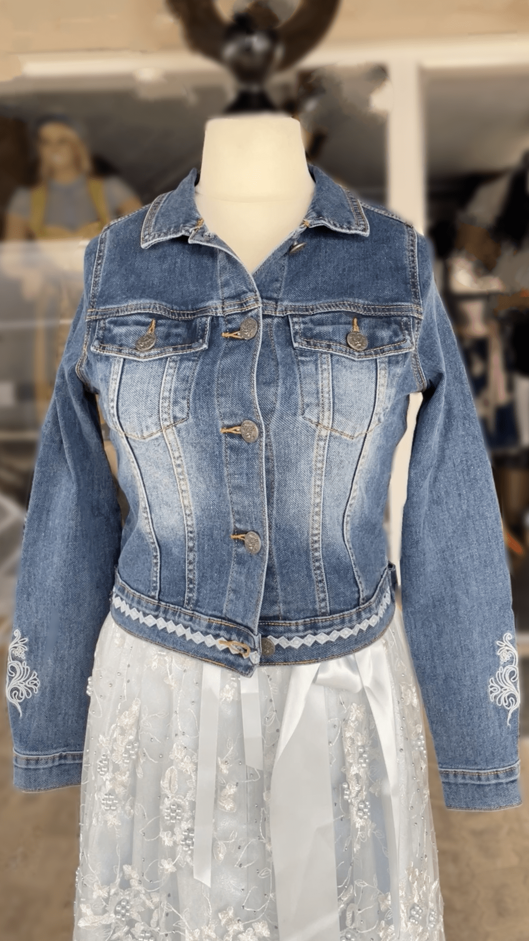 Trachten Jacke, Hangowear, Abby, Jeansjacke Jacke HangOwear