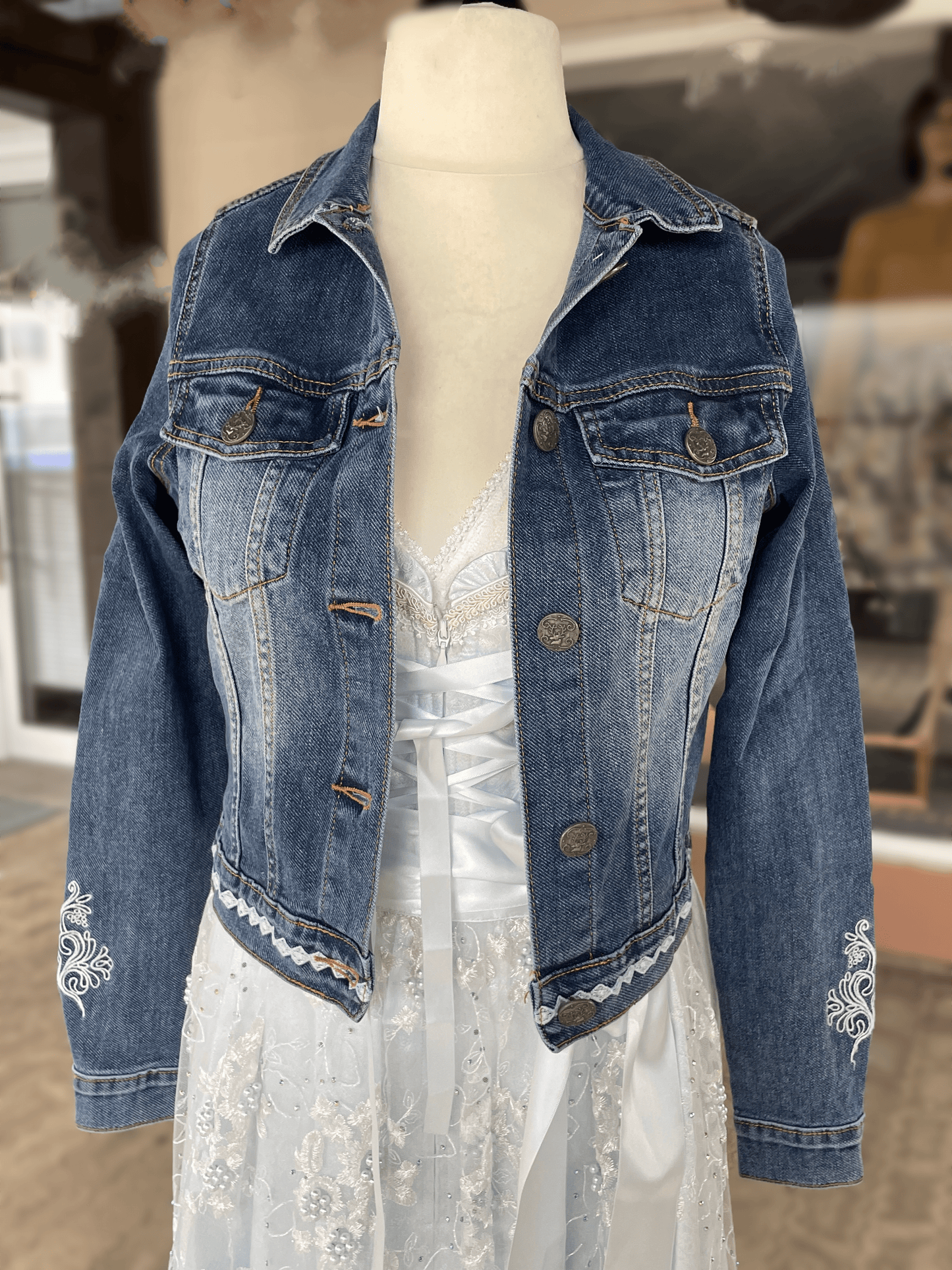 Trachten Jacke, Hangowear, Abby, Jeansjacke Jacke HangOwear