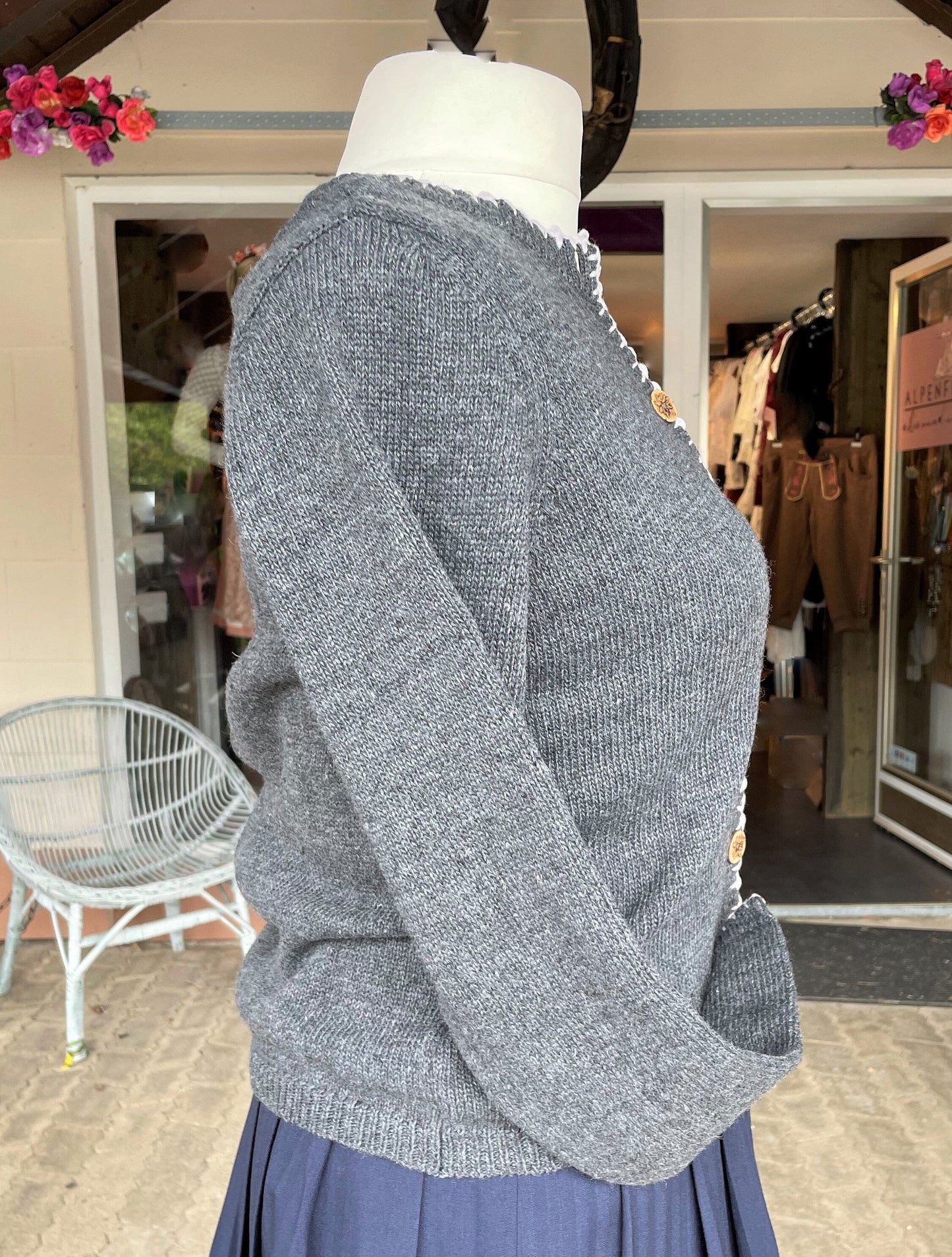 Trachten Jacke, Hangowear, Wilberta, Strickjacke, grau Jacke HangOwear