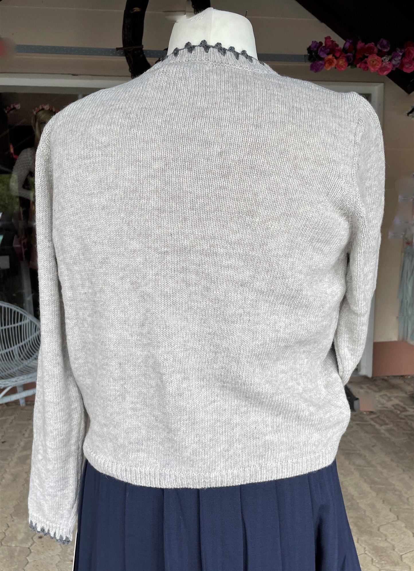 Trachten Jacke, Hangowear, Wilberta, Strickjacke, hellgrau, greige Jacke HangOwear