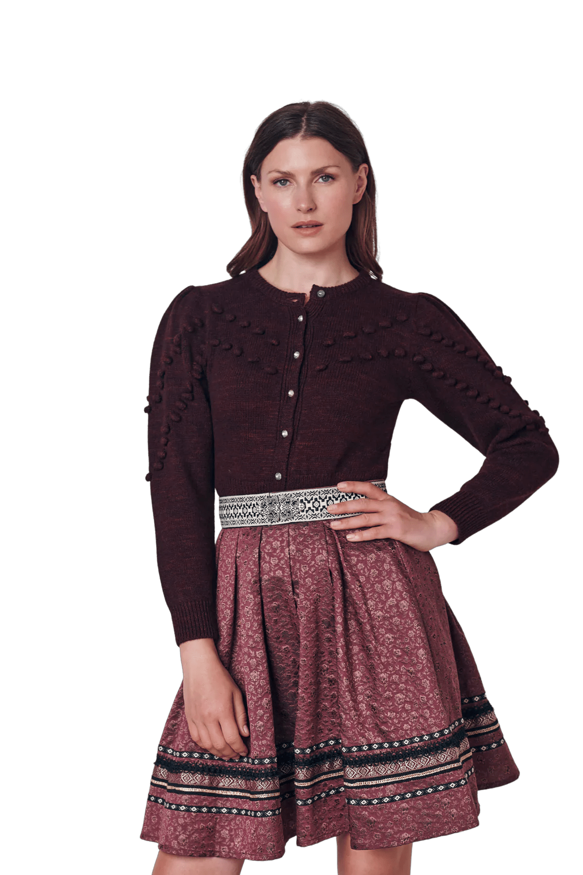 Trachten Jacke, Krüger, Burgund, Rot, Paolia, Strickjacke Jacke Krüger
