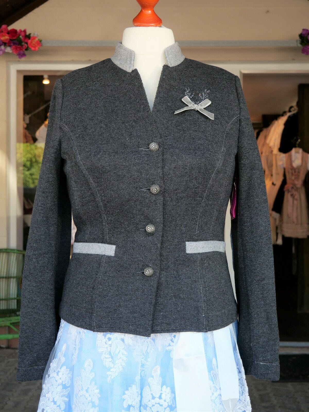 Trachten Jacke, Krüger Madl, Josephina, Grau, Wolljacke Jacke Krüger