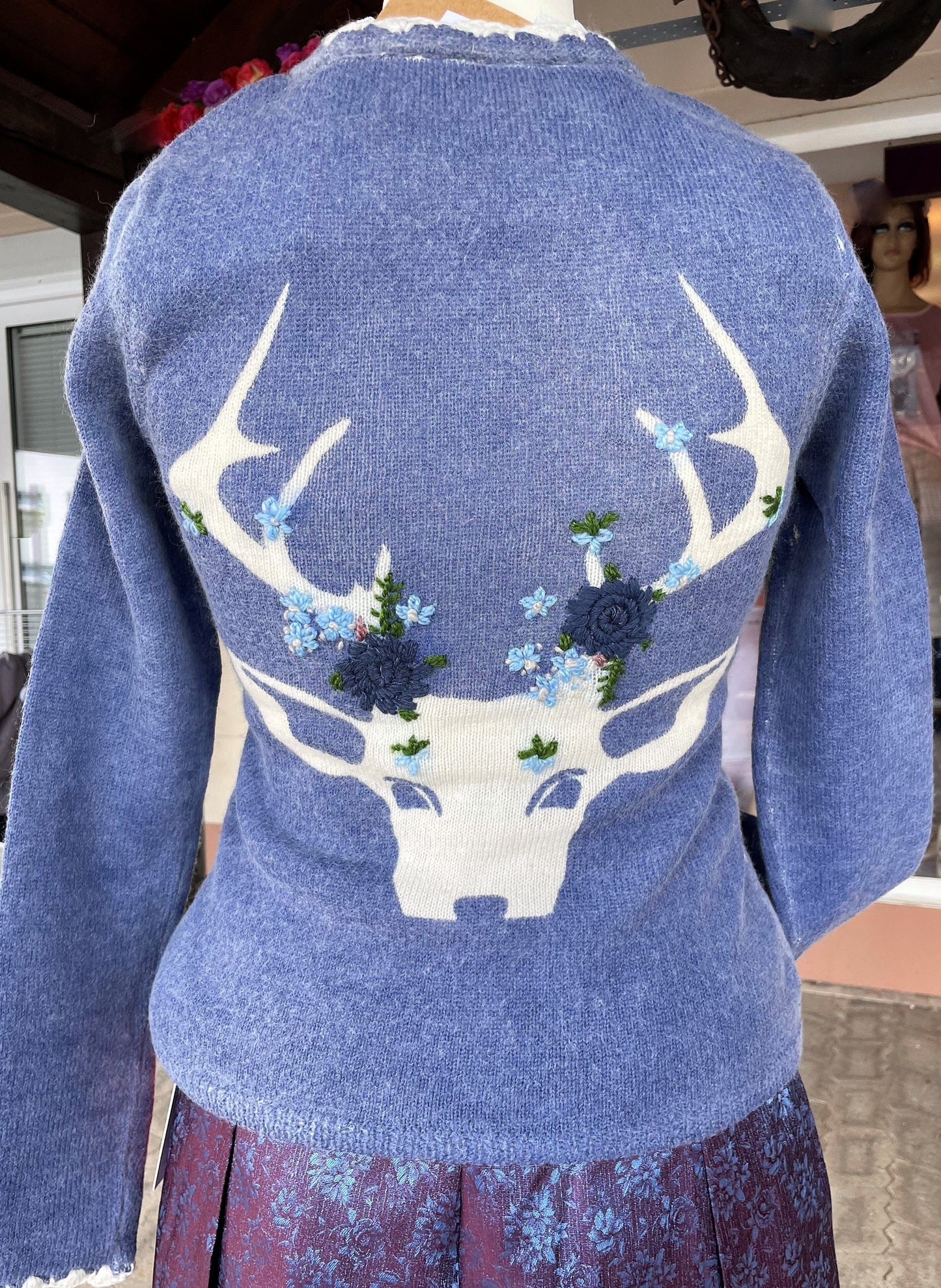 Trachten Jacke, Spieth & Wensky, Horgau Strickjacke blau Hirsch Jacke Spieth & Wensky