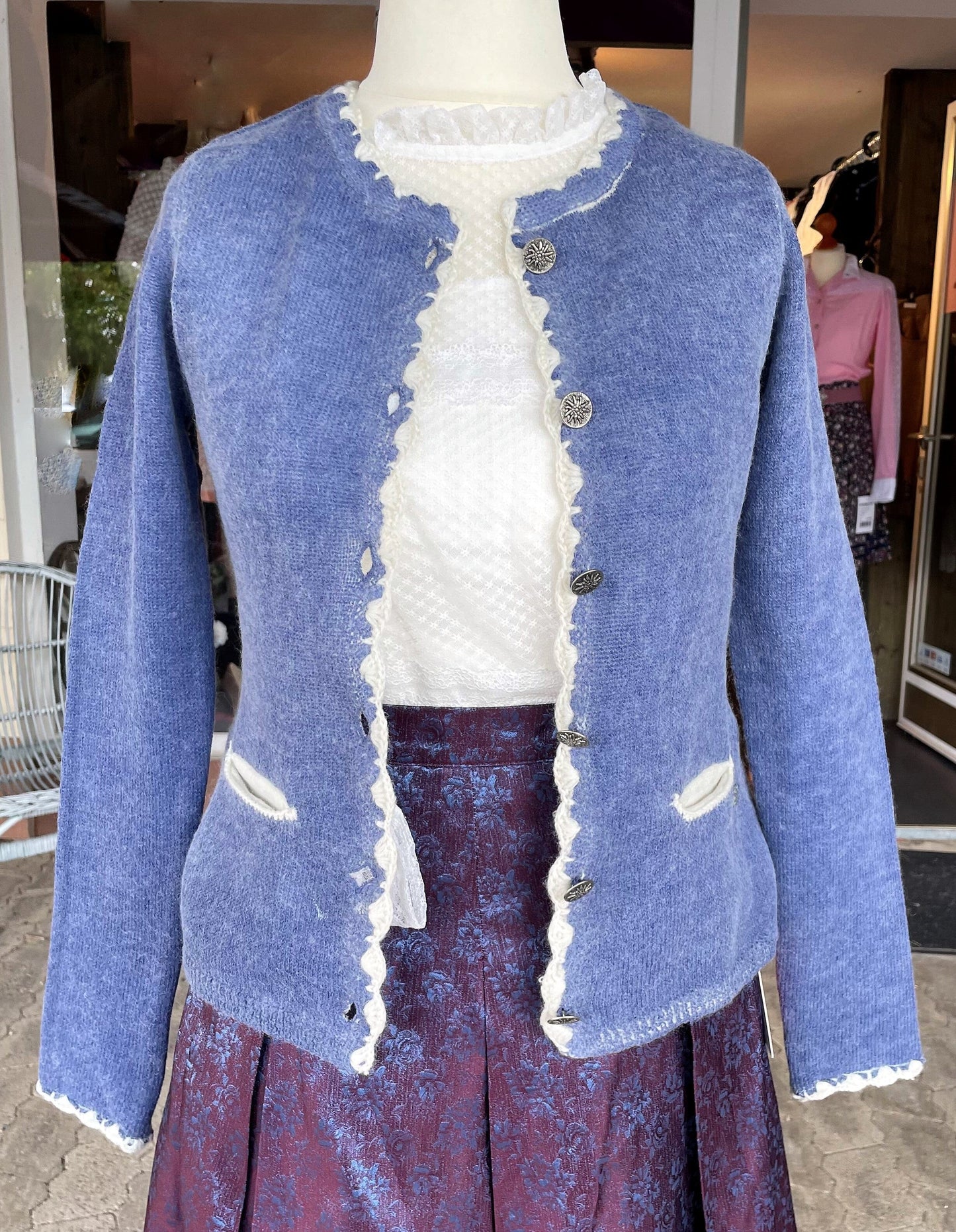 Trachten Jacke, Spieth & Wensky, Horgau Strickjacke blau Hirsch Jacke Spieth & Wensky