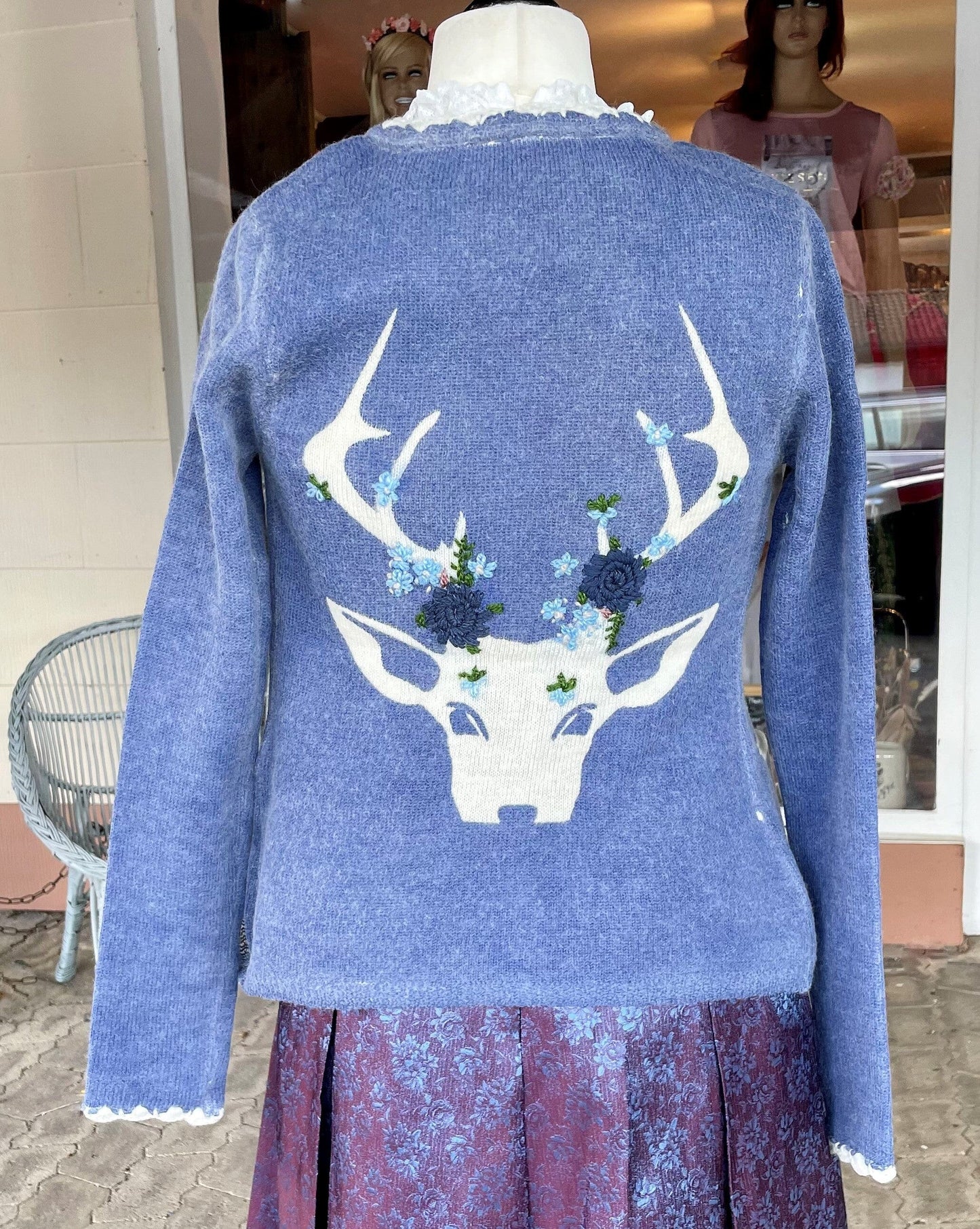 Trachten Jacke, Spieth & Wensky, Horgau Strickjacke blau Hirsch Jacke Spieth & Wensky