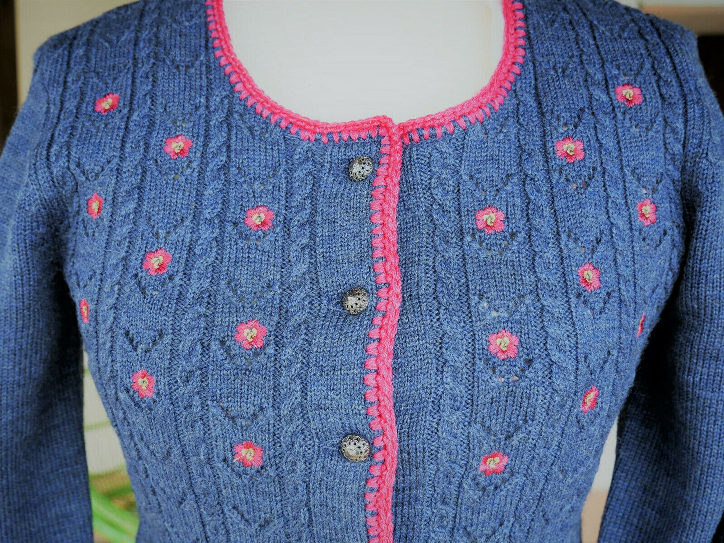 Trachten Jacke, Spieth & Wensky, Nostalgie, jeansblau/Himbeer Jacke Spieth & Wensky